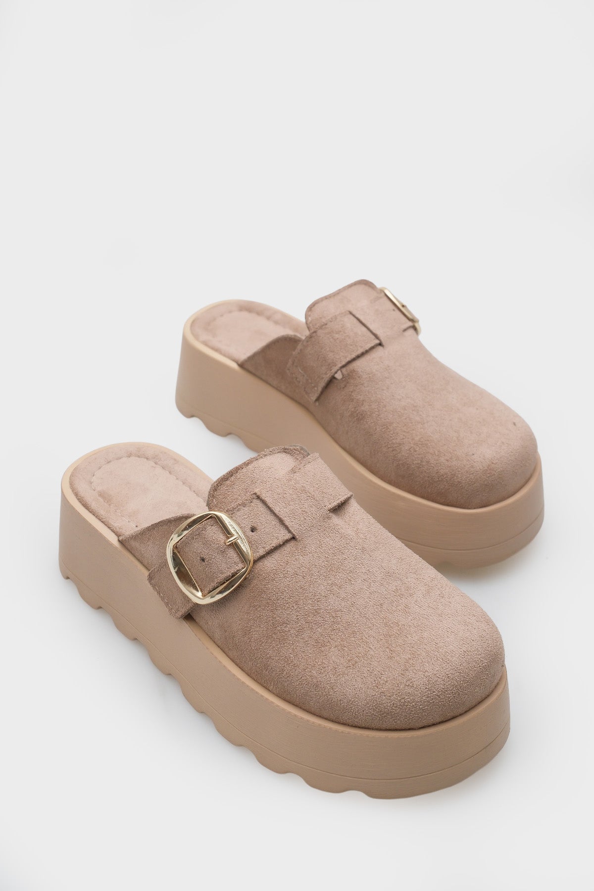 Minette Kürklü Süet Görünümlü Kadın Sabo