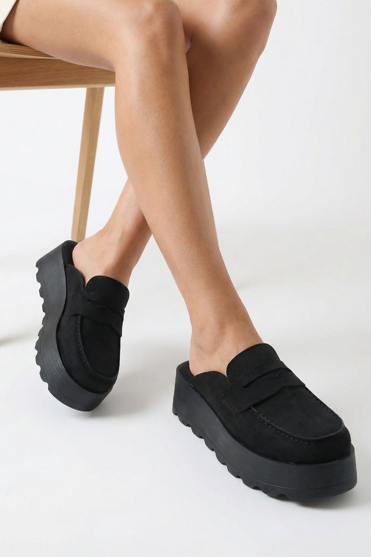 Karrie Kürklü Süet Görünümlü Kadın Sabo