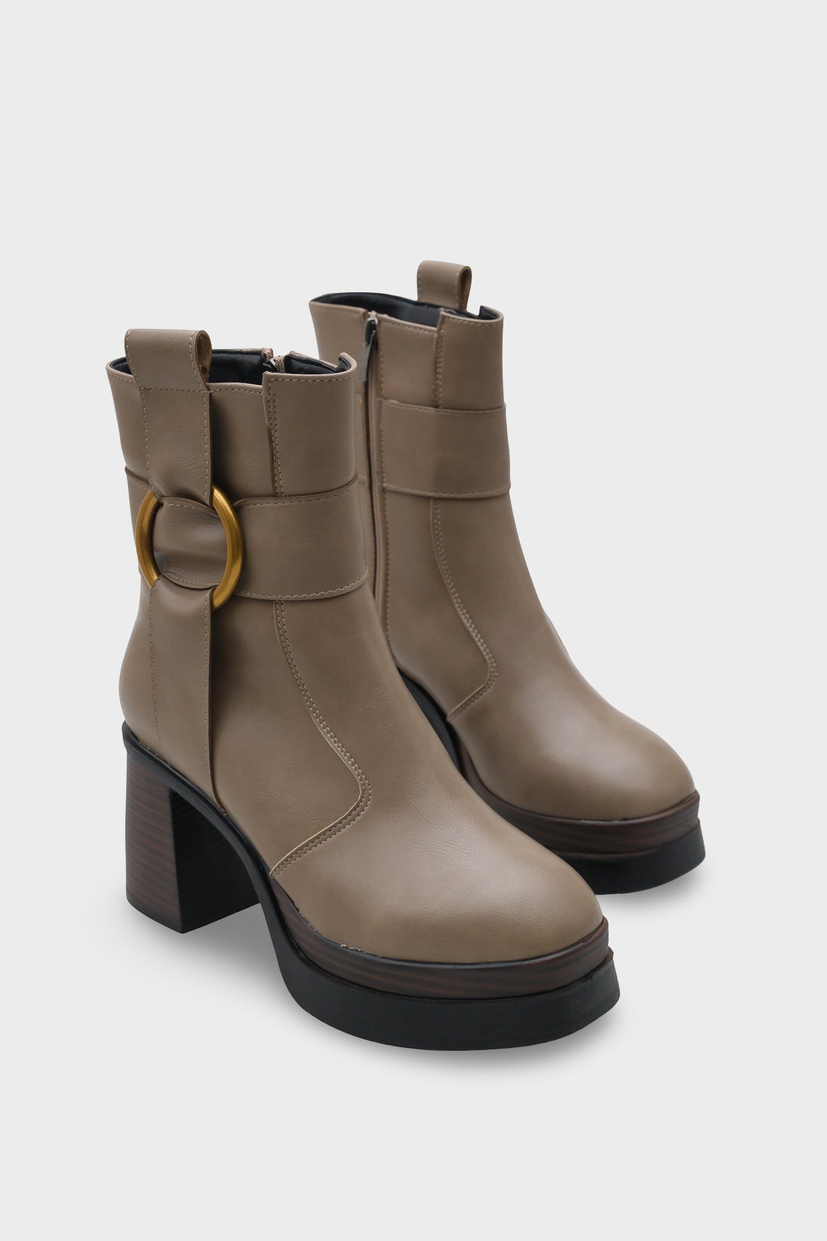 Tiffany Yuvarlak Burunlu Yandan Fermuarlı Orta Topuklu Kadın Bot