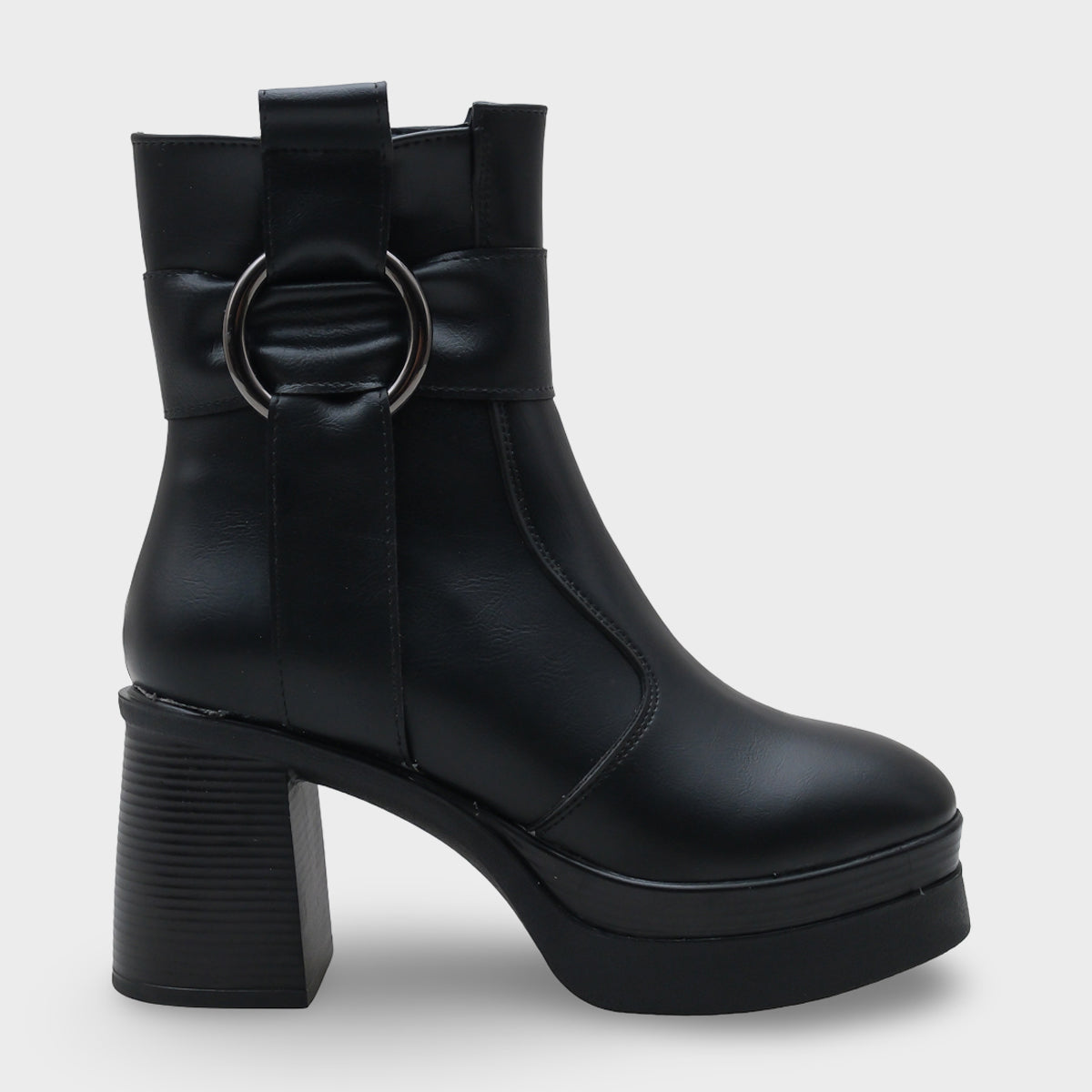 Tiffany Yuvarlak Burunlu Yandan Fermuarlı Orta Topuklu Kadın Bot