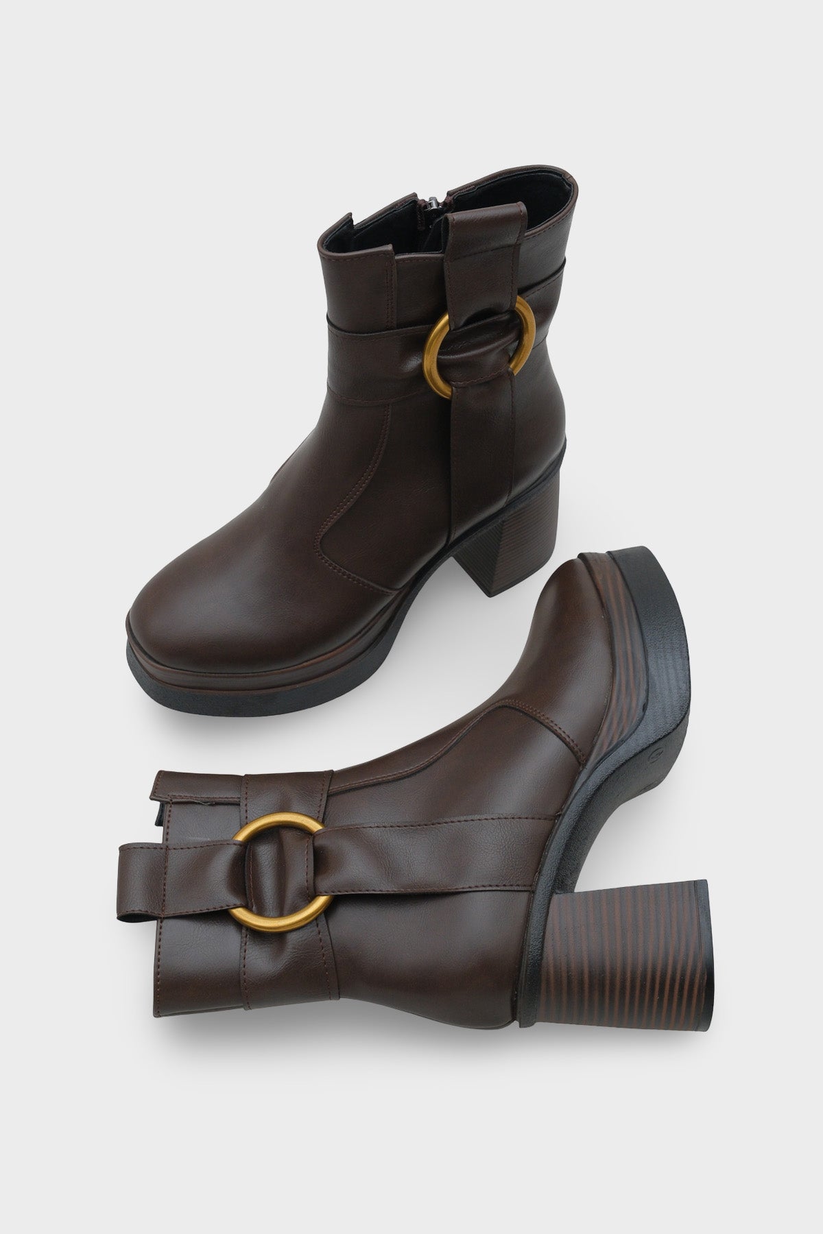 Tiffany Yuvarlak Burunlu Yandan Fermuarlı Orta Topuklu Kadın Bot