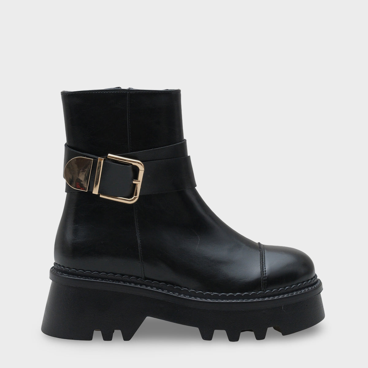 Giselle Trak Tabanlı Metal Tokalı Yandan Fermuarlı Kadın Uzun Bot