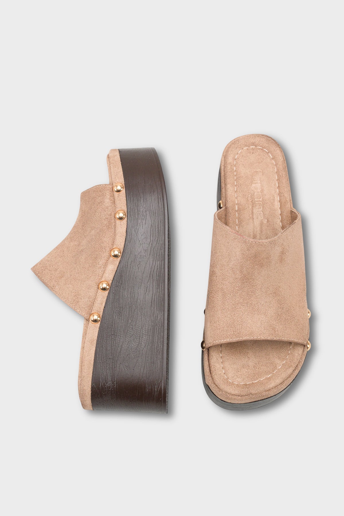 Rina Süet Taş Detaylı Dolgu Topuk Günlük Kadın Terlik
