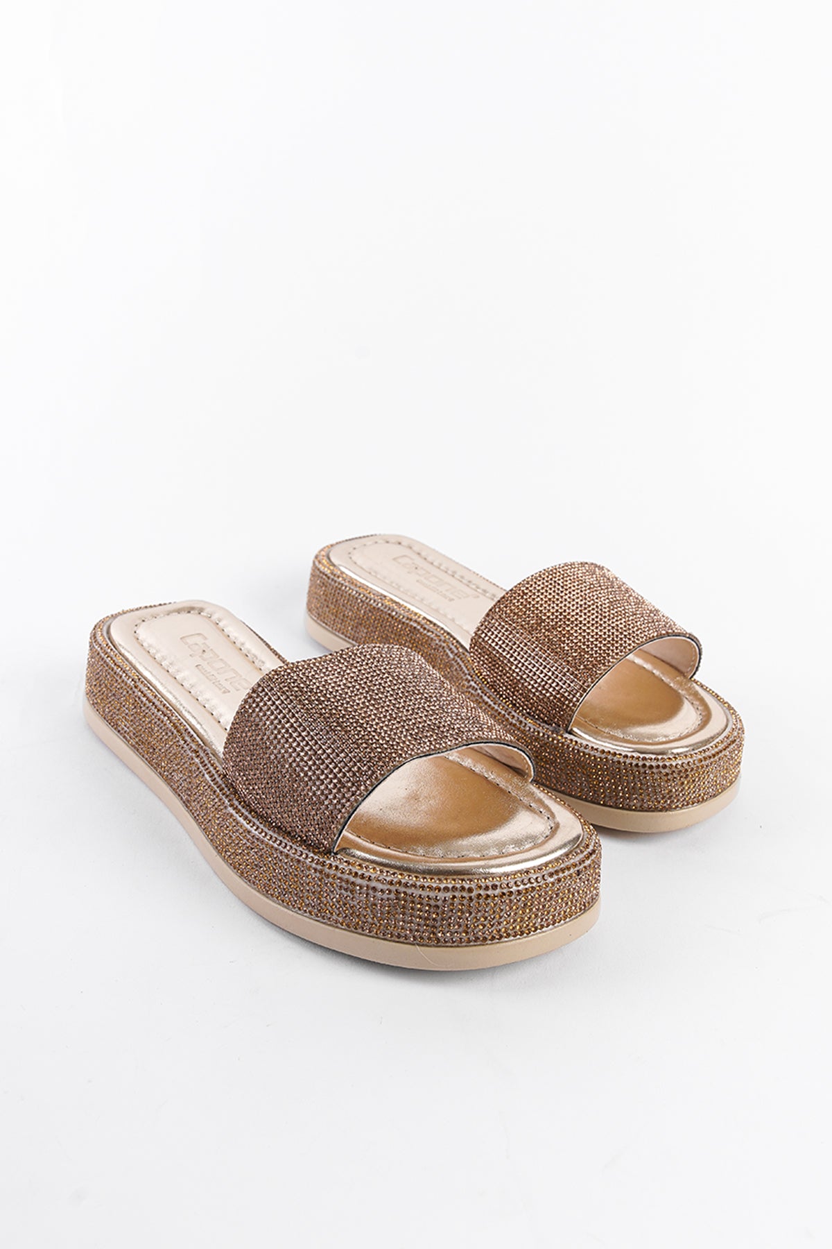 Dolgu Topuklu Taşlı Kadın Terlik