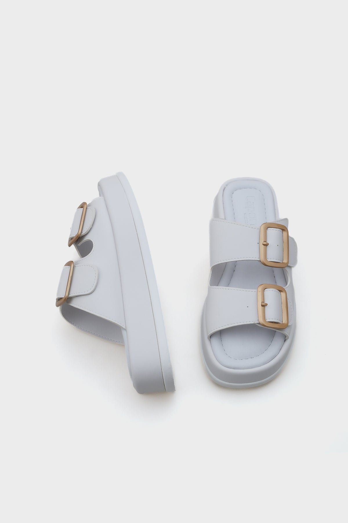 Marge Dolgu Topuklu Çift Bantlı Tokalı Kadın Terlik