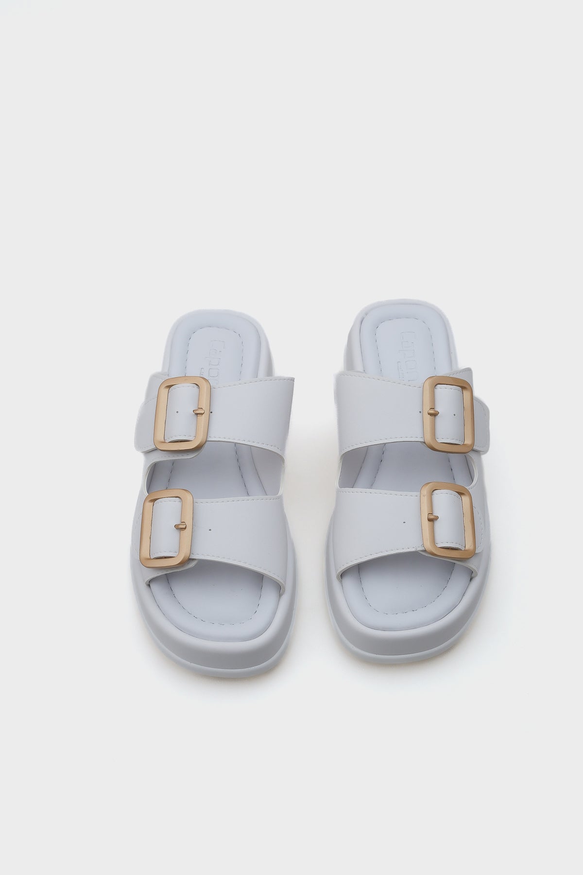 Marge Dolgu Topuklu Çift Bantlı Tokalı Kadın Terlik