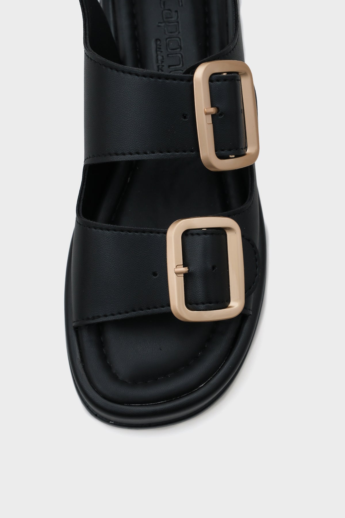 Denice Dolgu Topuklu Çift Bantlı Tokalı Kadın Sandalet