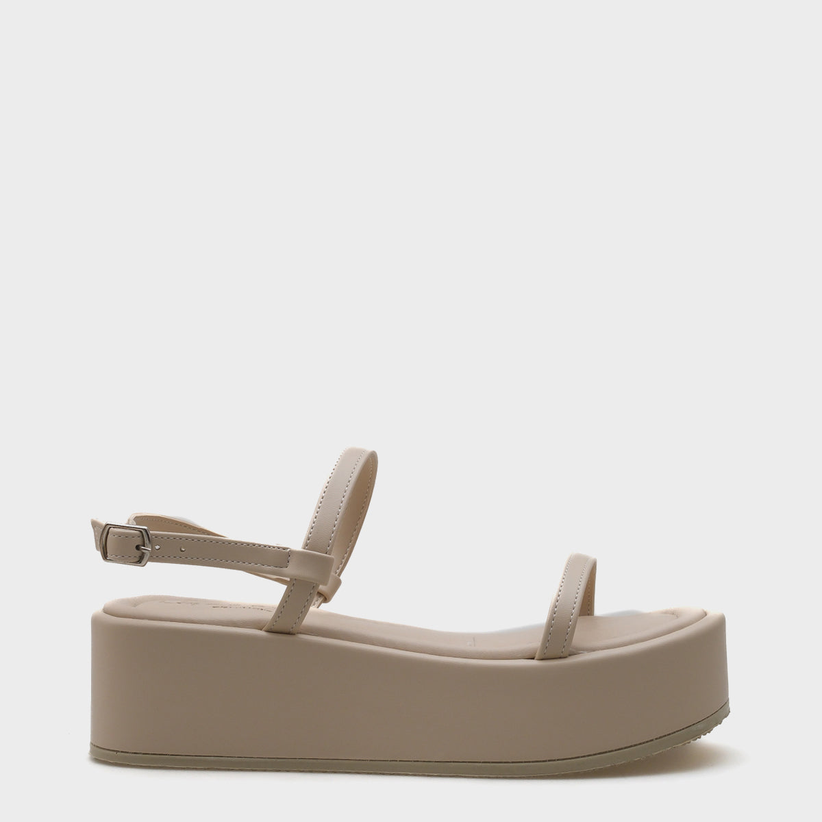 Devin İnce Çift Bantlı Dolgu Topuklu Kadın Flatform Sandalet