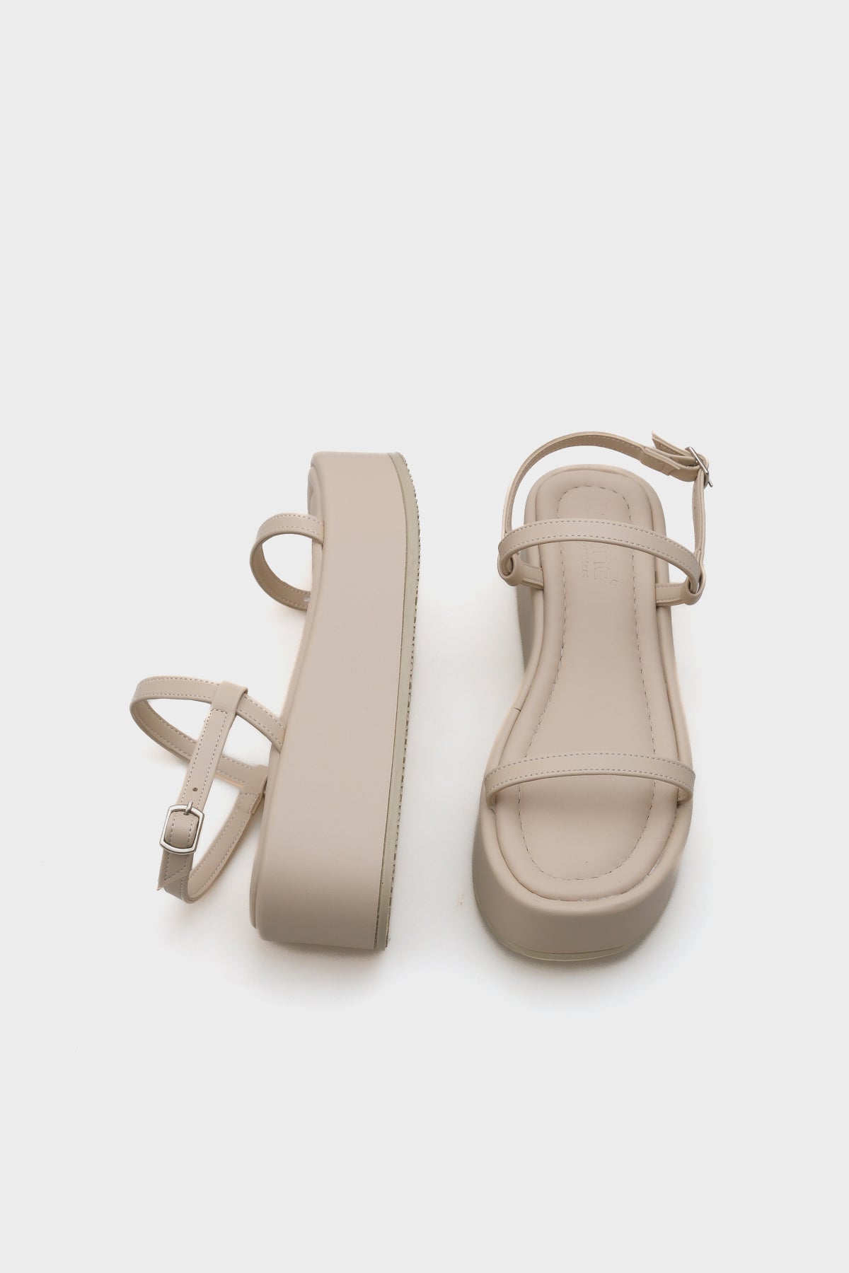 Devin İnce Çift Bantlı Dolgu Topuklu Kadın Flatform Sandalet
