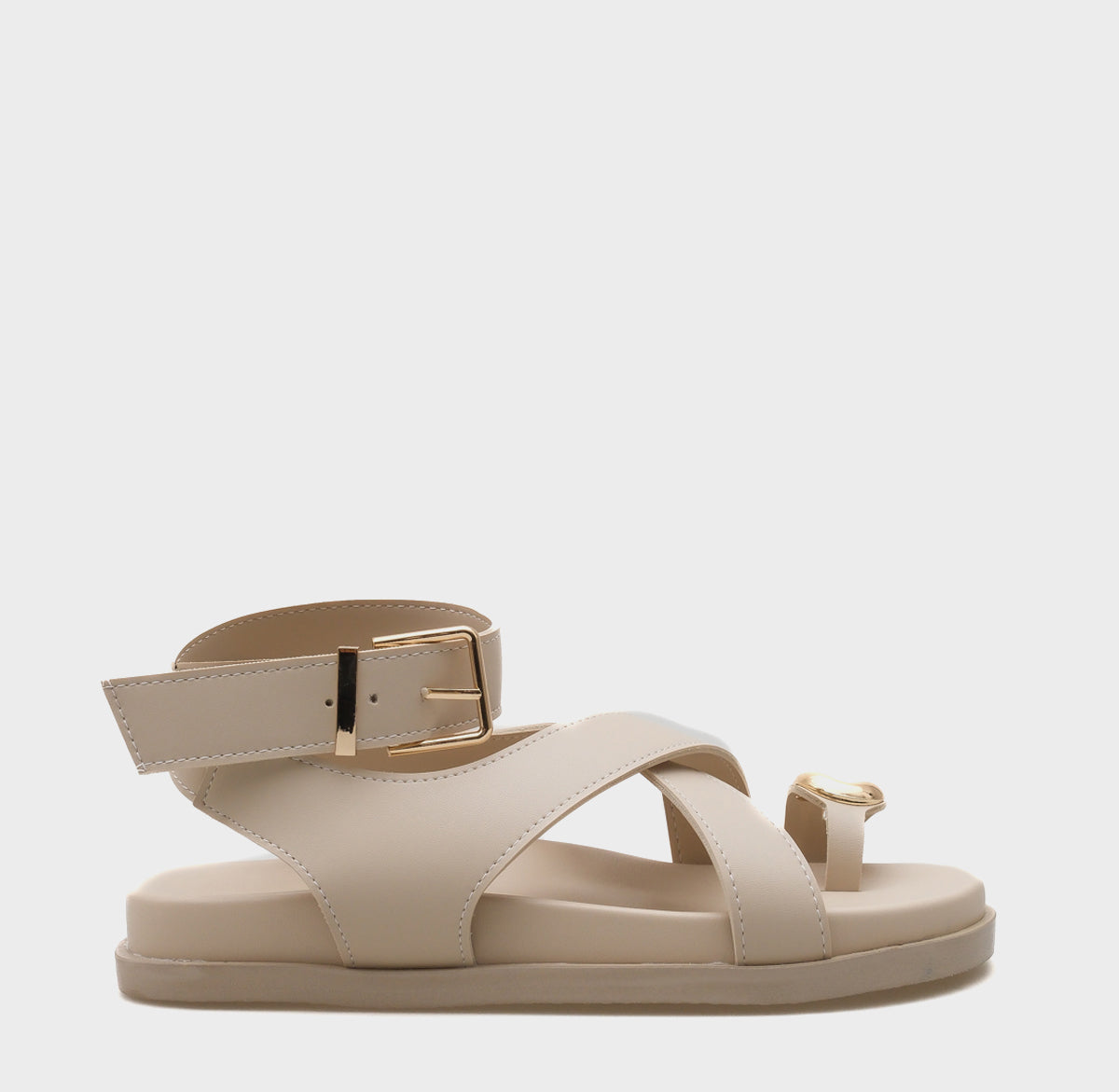 Maribel Parmak Arası Bilekten Bantlı Düz Topuk Kadın Sandalet