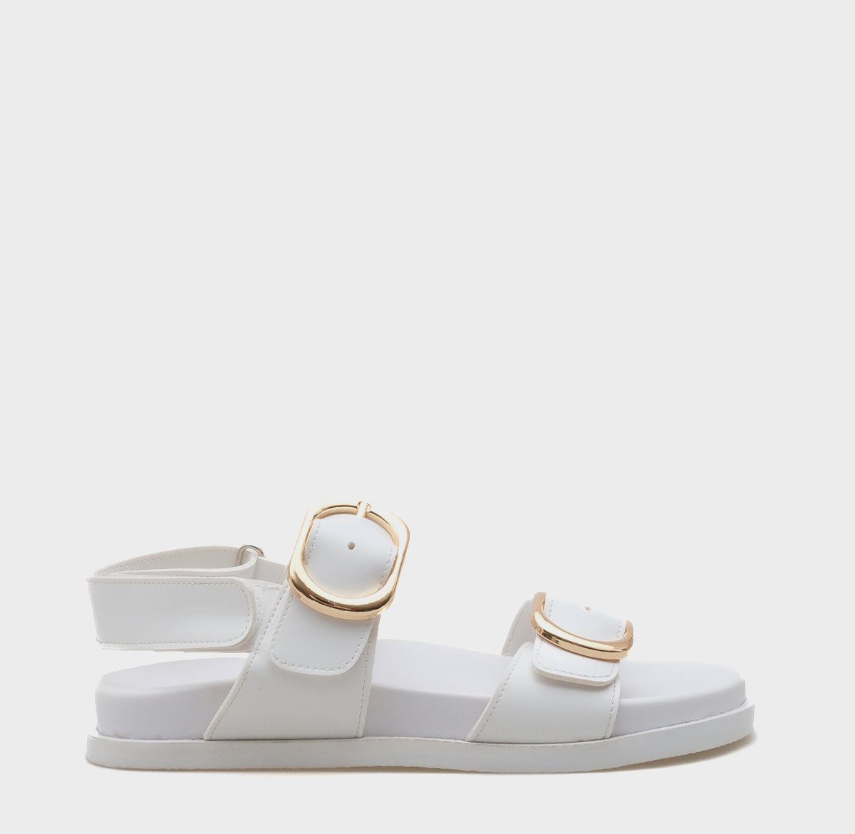 Marie Çift Metal Tokalı Düz Topuklu Kadın Sandalet