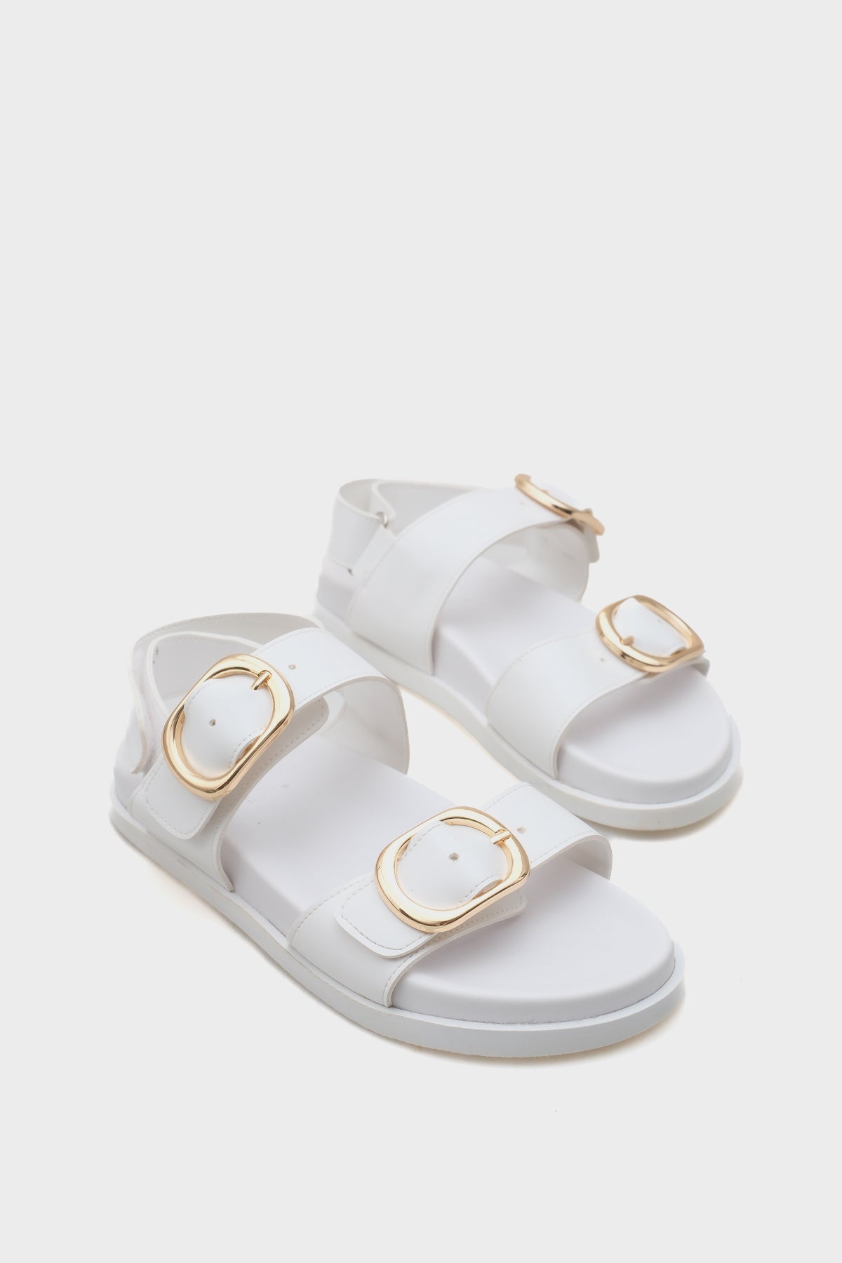 Marie Çift Metal Tokalı Düz Topuklu Kadın Sandalet