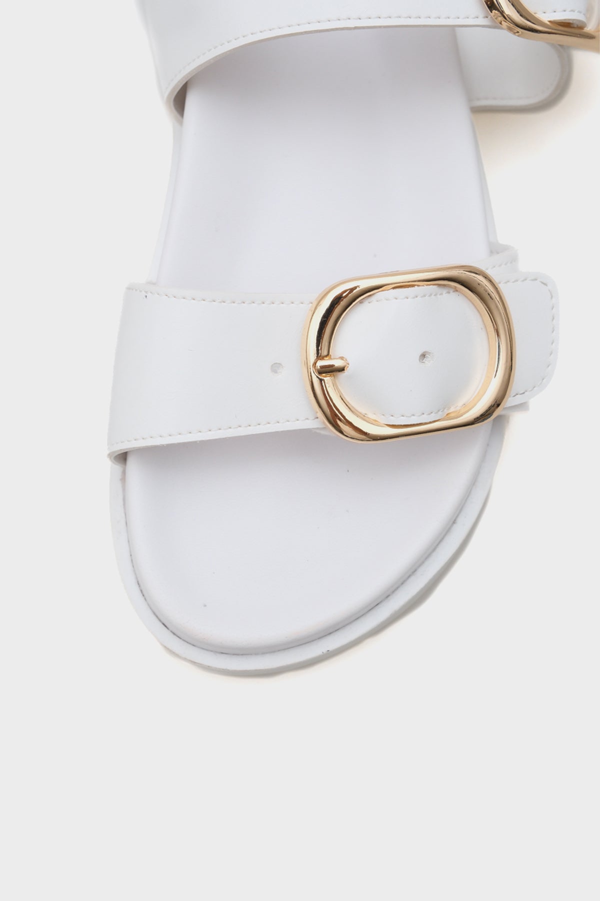 Marie Çift Metal Tokalı Düz Topuklu Kadın Sandalet