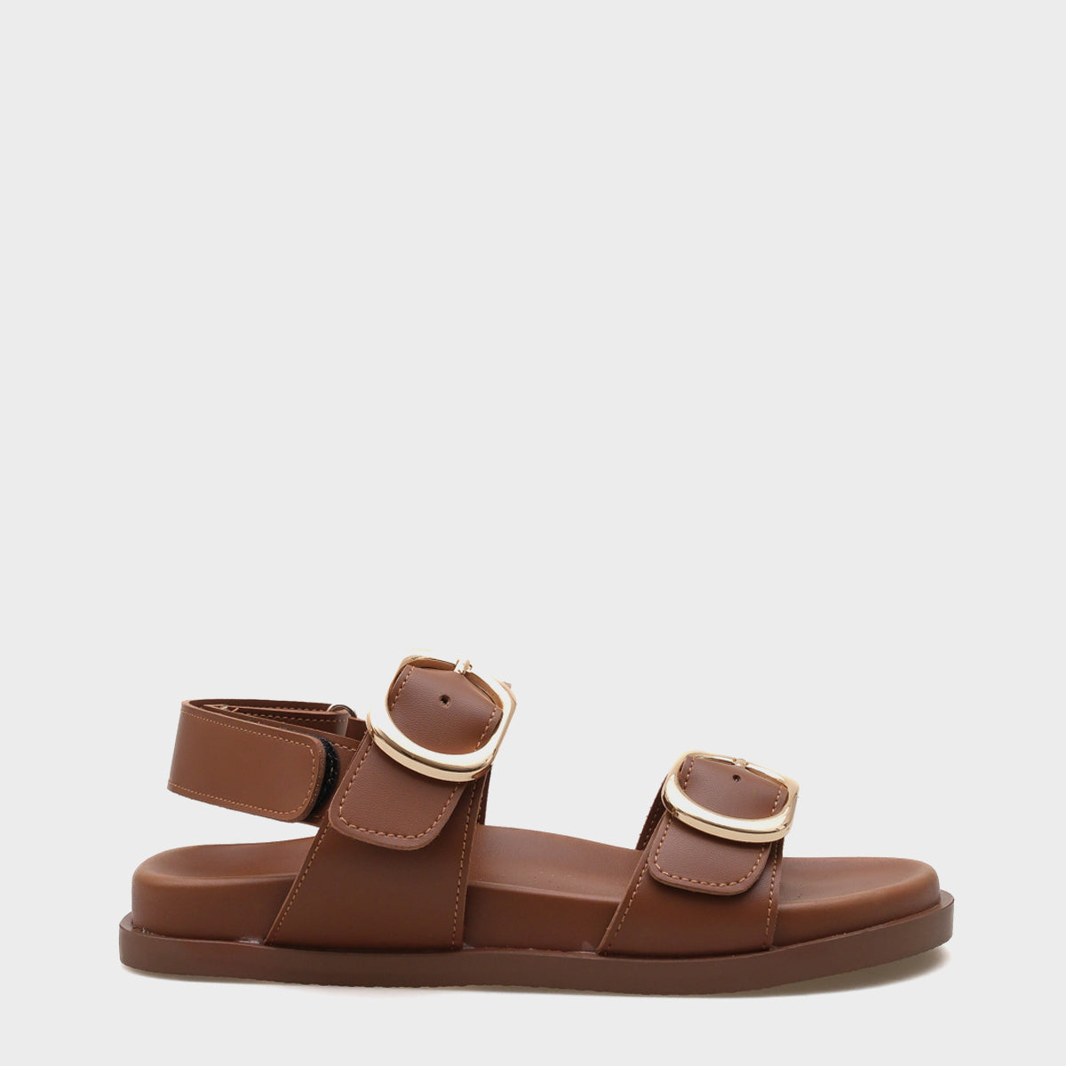 Marie Çift Metal Tokalı Düz Topuklu Kadın Sandalet