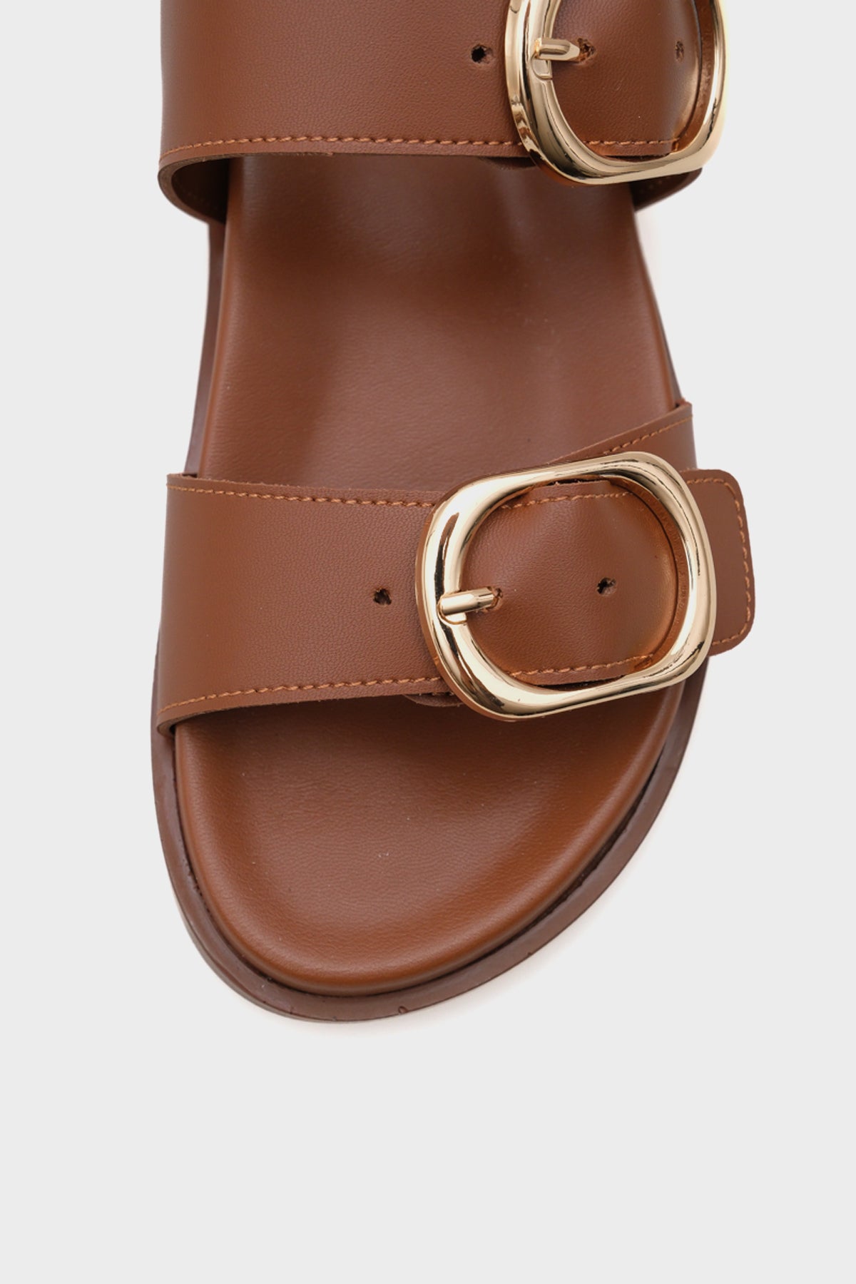 Marie Çift Metal Tokalı Düz Topuklu Kadın Sandalet