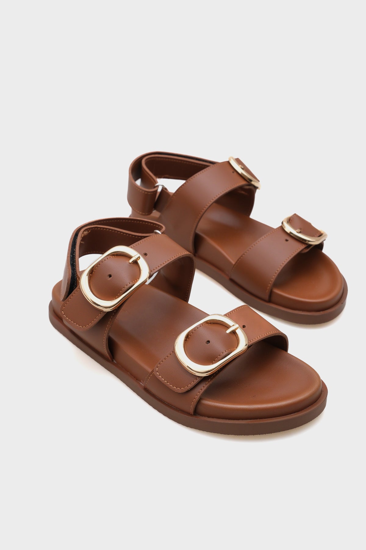 Marie Çift Metal Tokalı Düz Topuklu Kadın Sandalet