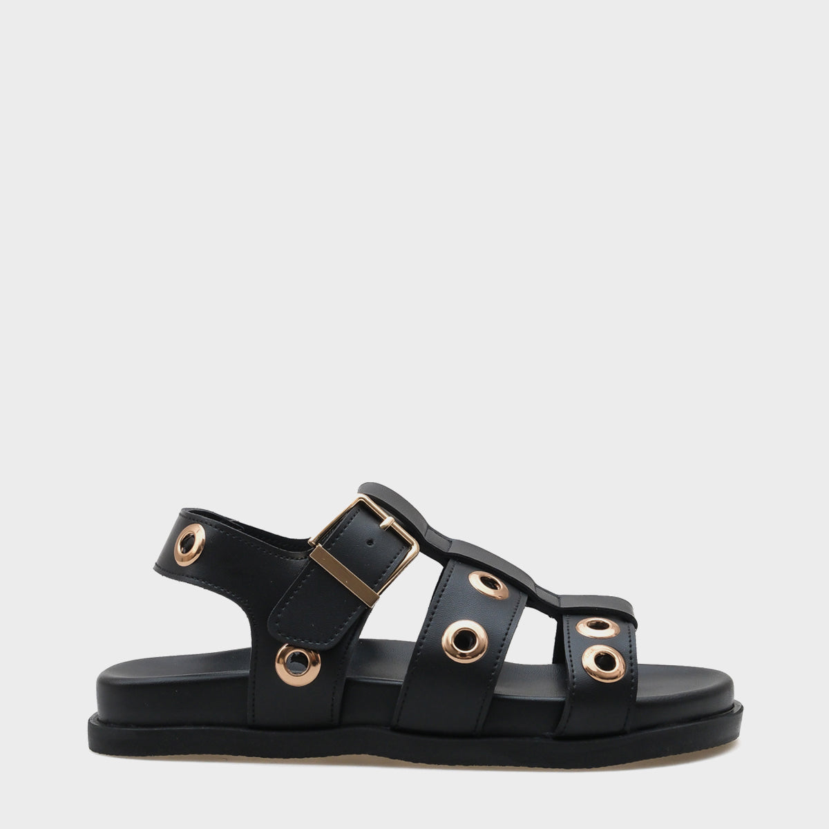 Valene Düz Topuk Metal Aksesuarlı Gladyatör Kadın Sandalet