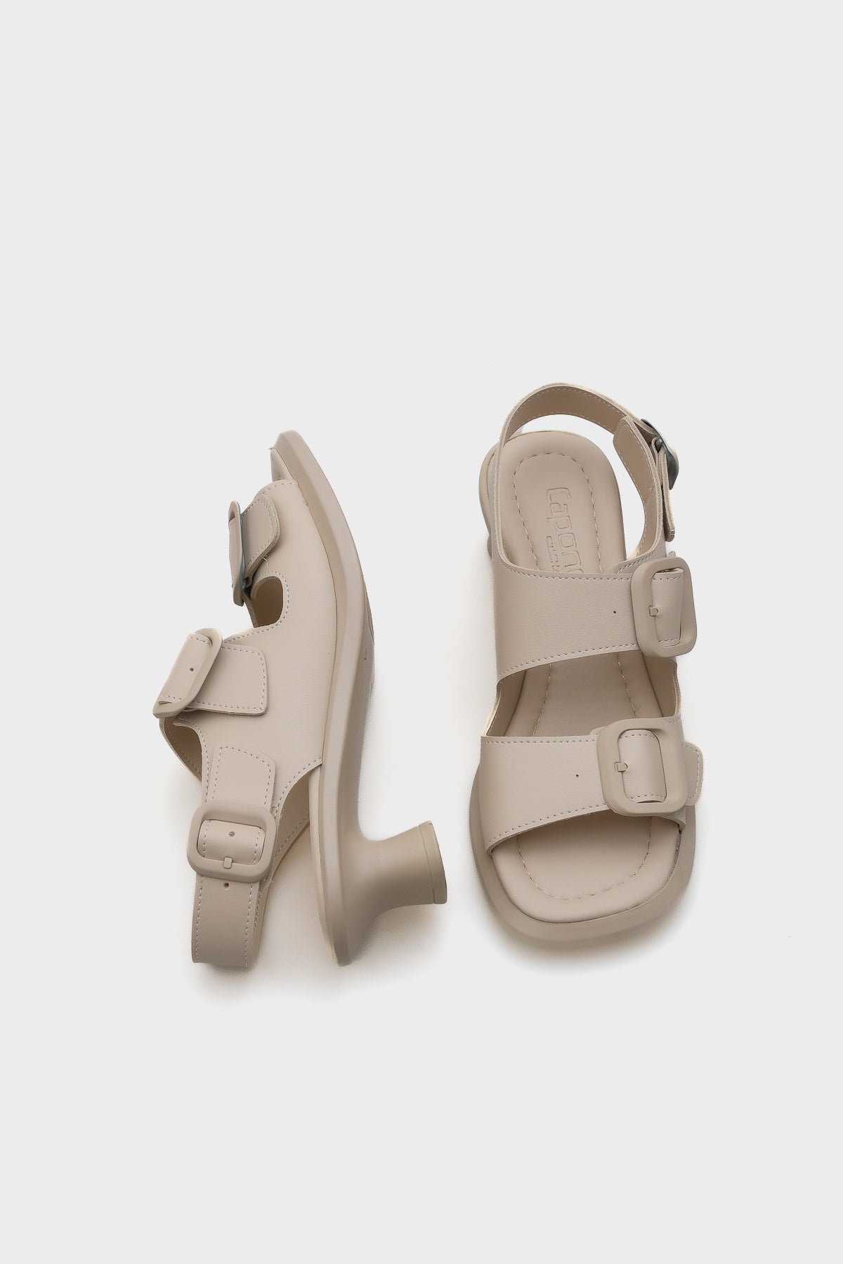 Dixie Orta Topuklu Çift Tokalı Kadın Sandalet