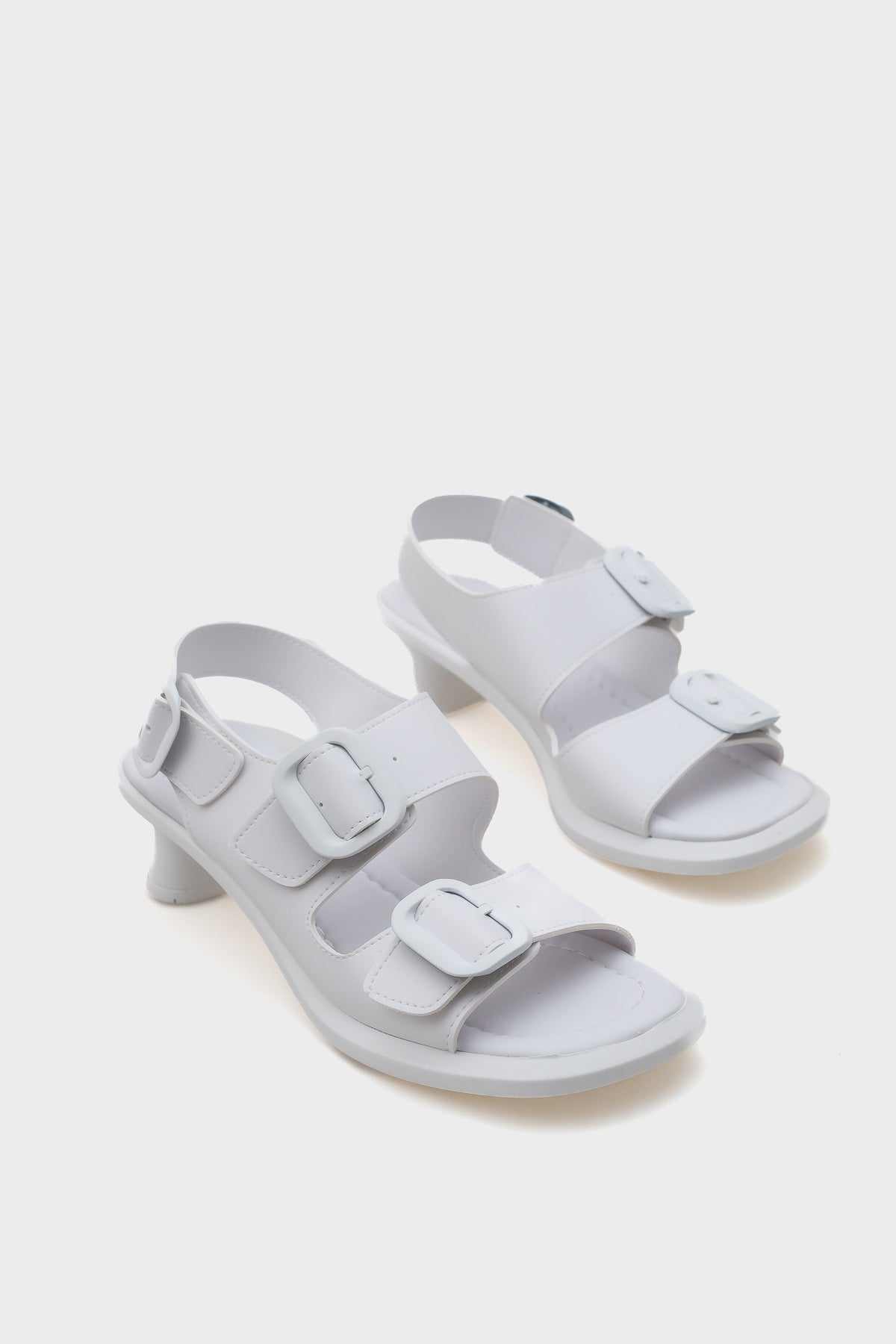 Dixie Orta Topuklu Çift Tokalı Kadın Sandalet