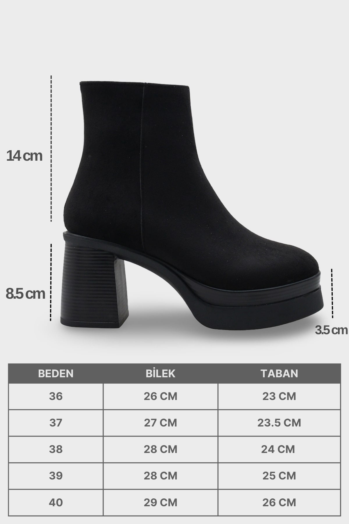 Sherry 1504 Yuvarlak Burunlu Yandan Fermuarlı Orta Topuklu Kadın Bot