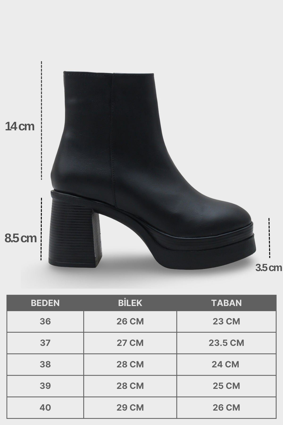 Sherry 1504 Yuvarlak Burunlu Yandan Fermuarlı Orta Topuklu Kadın Bot