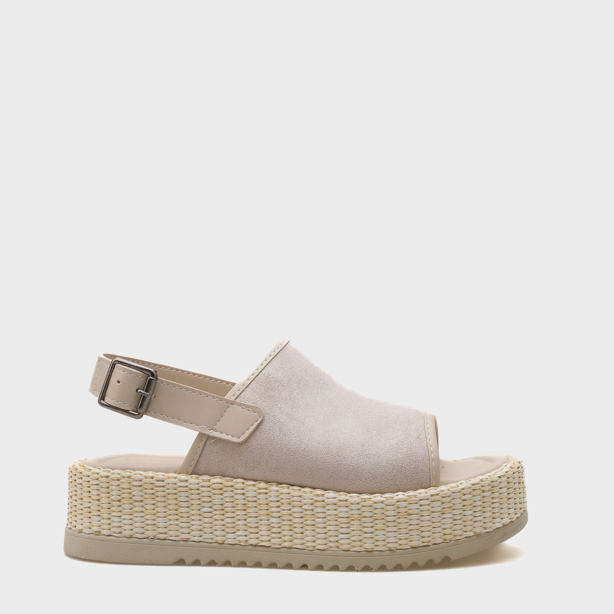 Vena Hasırlı Tek Tokalı Dolgu Topuklu Kadın Sandalet