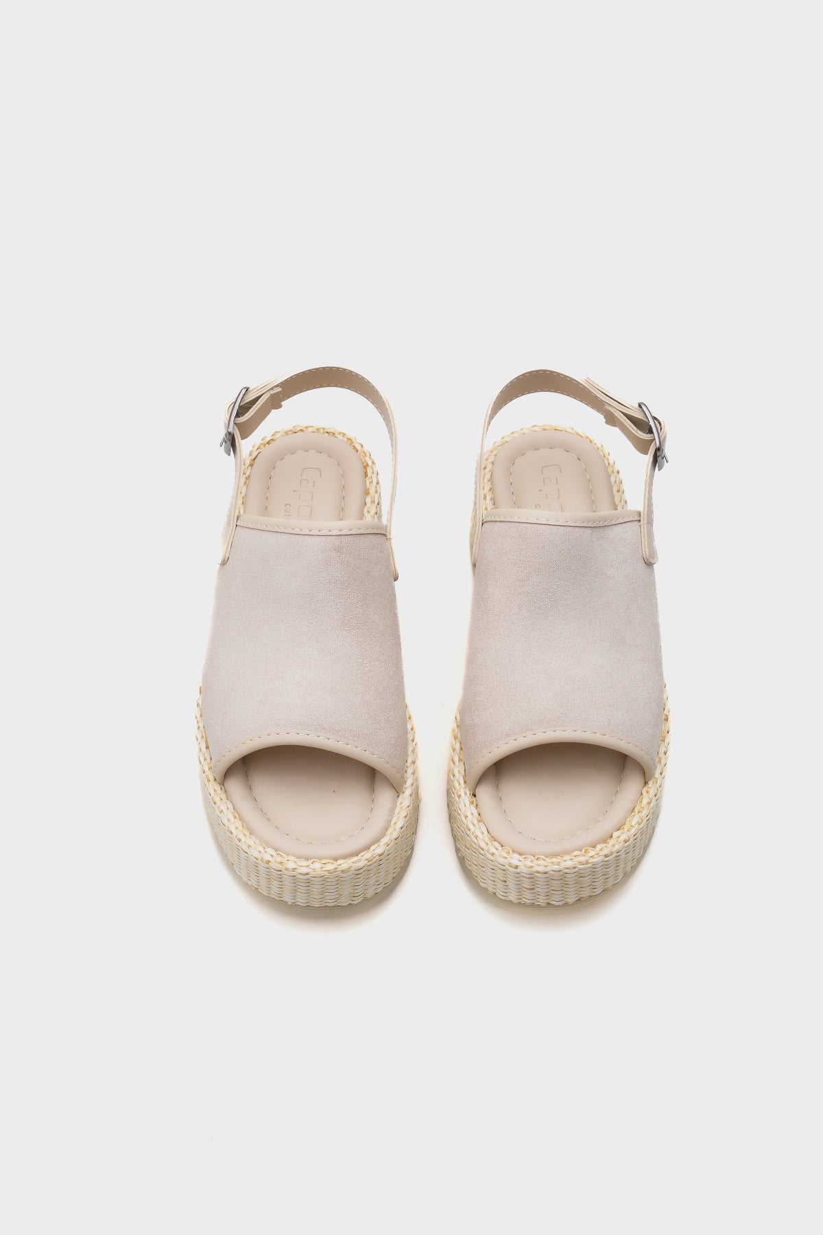 Vena Hasırlı Tek Tokalı Dolgu Topuklu Kadın Sandalet