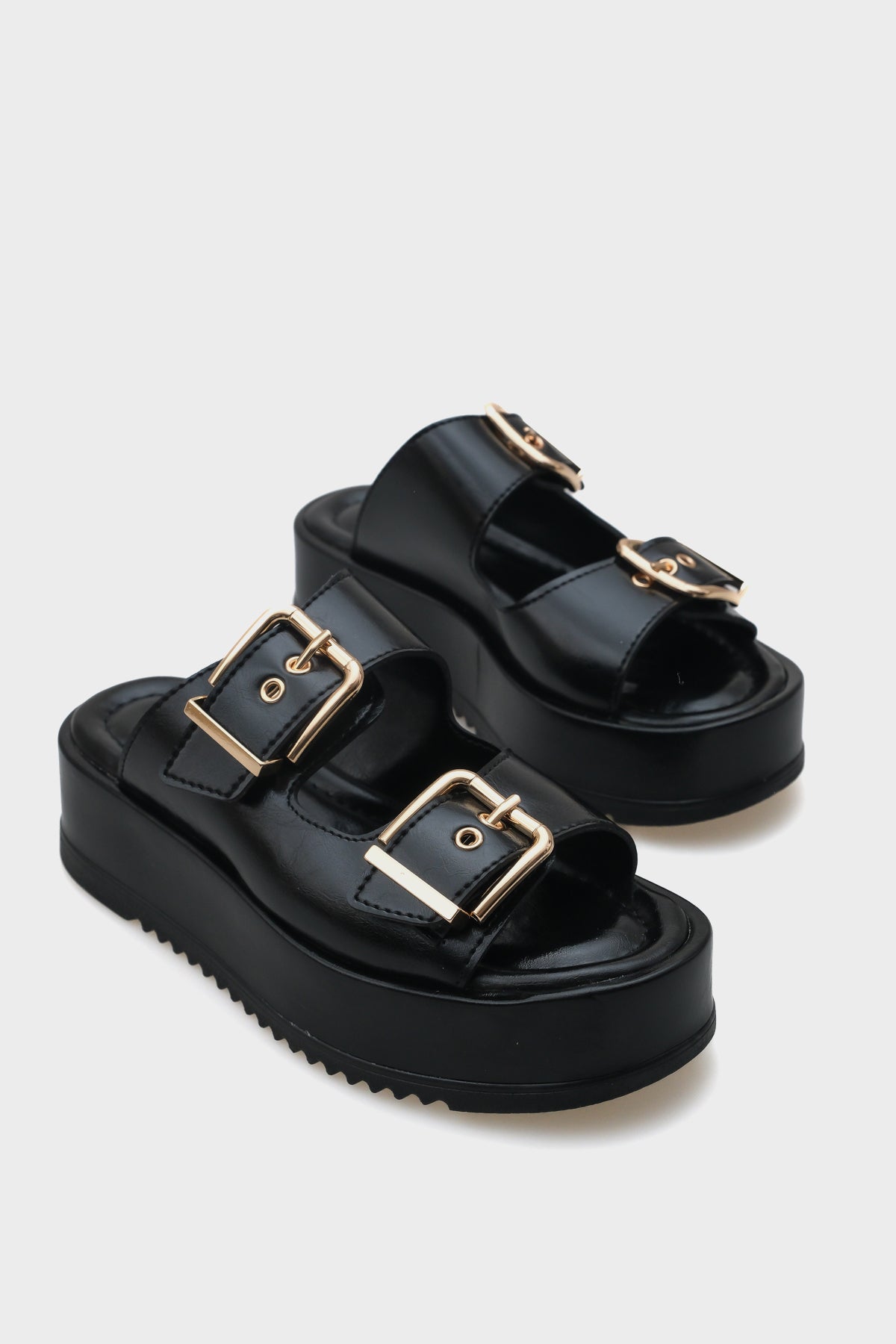 Marley Çift Tokalı Dolgu Topuklu Kadın Terlik