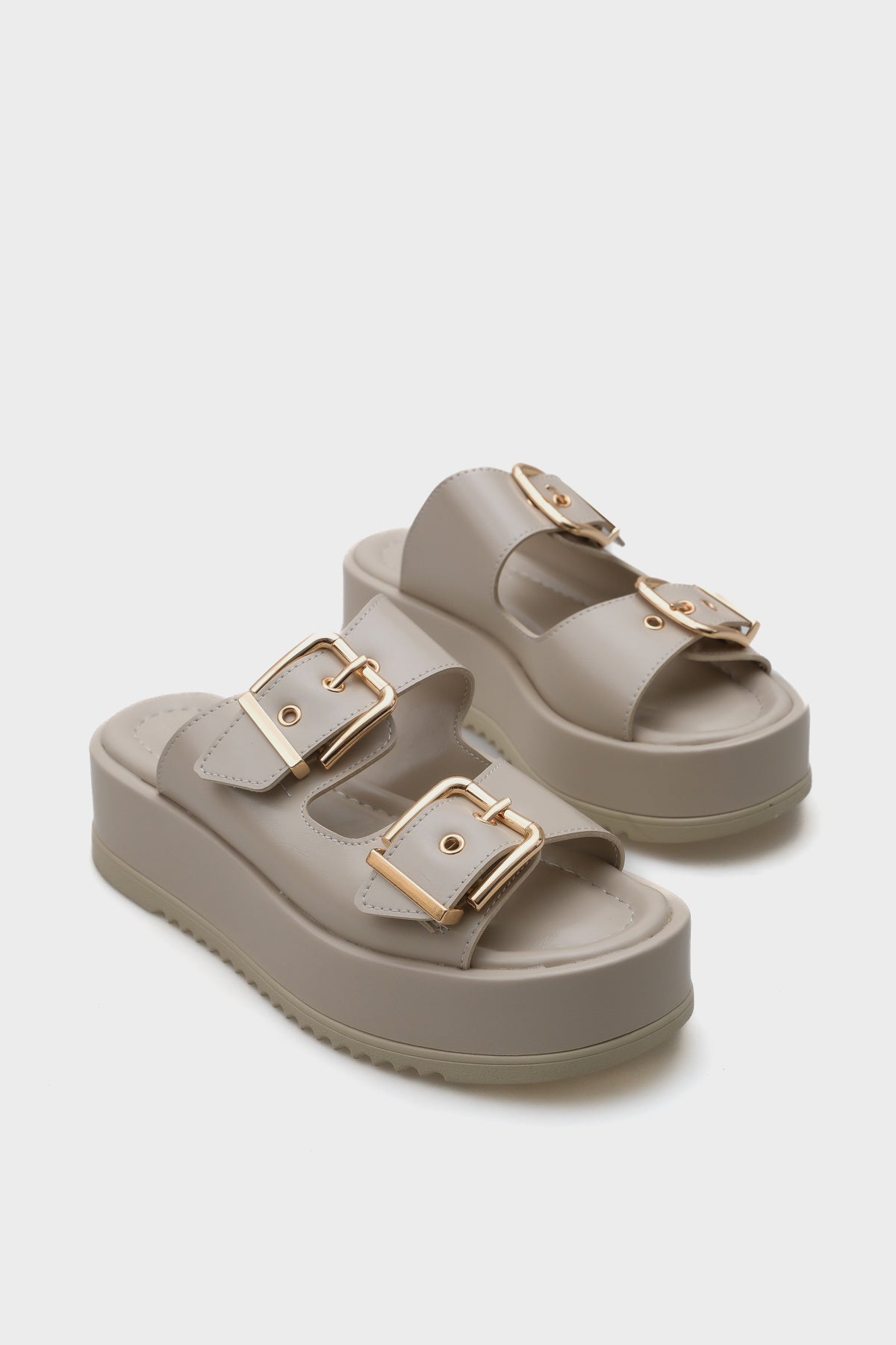 Marley Çift Tokalı Dolgu Topuklu Kadın Terlik