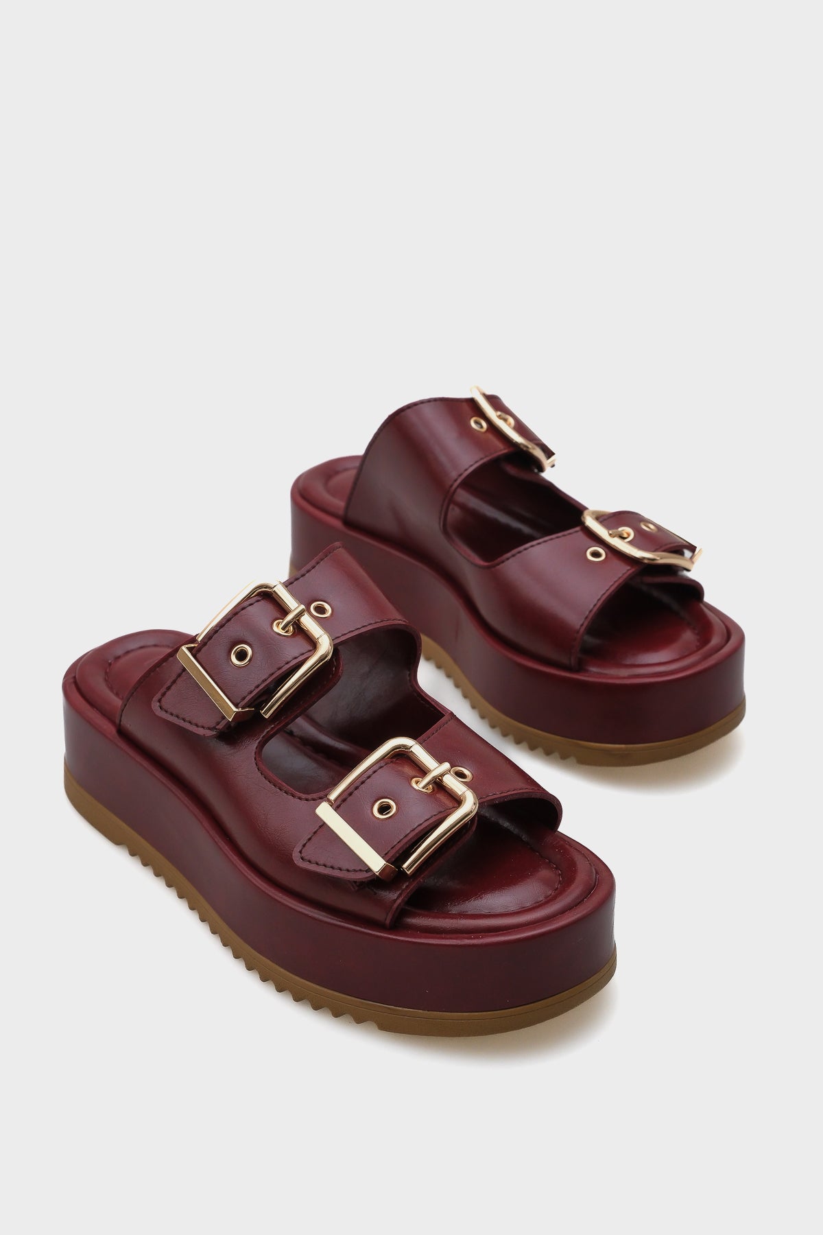 Marley Çift Tokalı Dolgu Topuklu Kadın Terlik