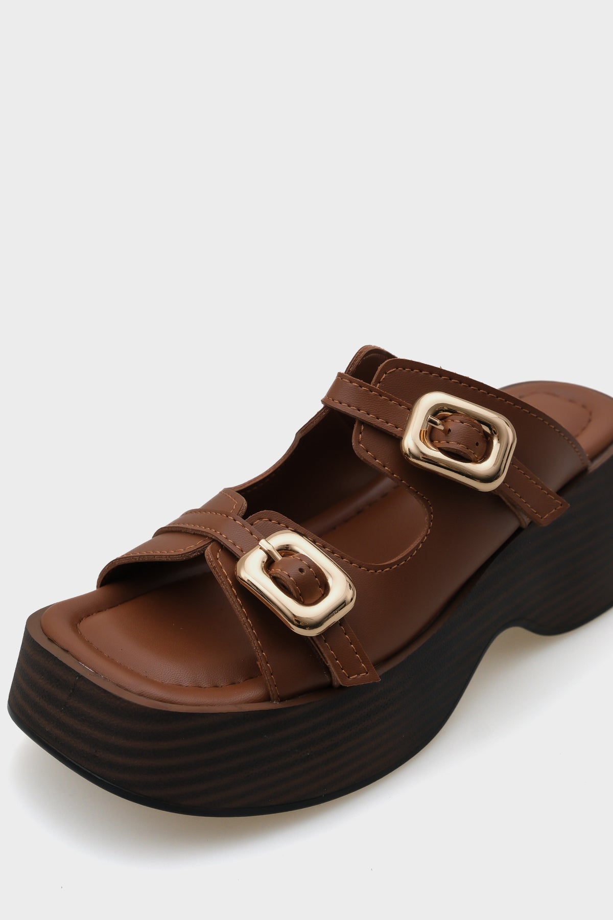 Masha Dolgu Topuklu Çift Tokalı Kadın Terlik