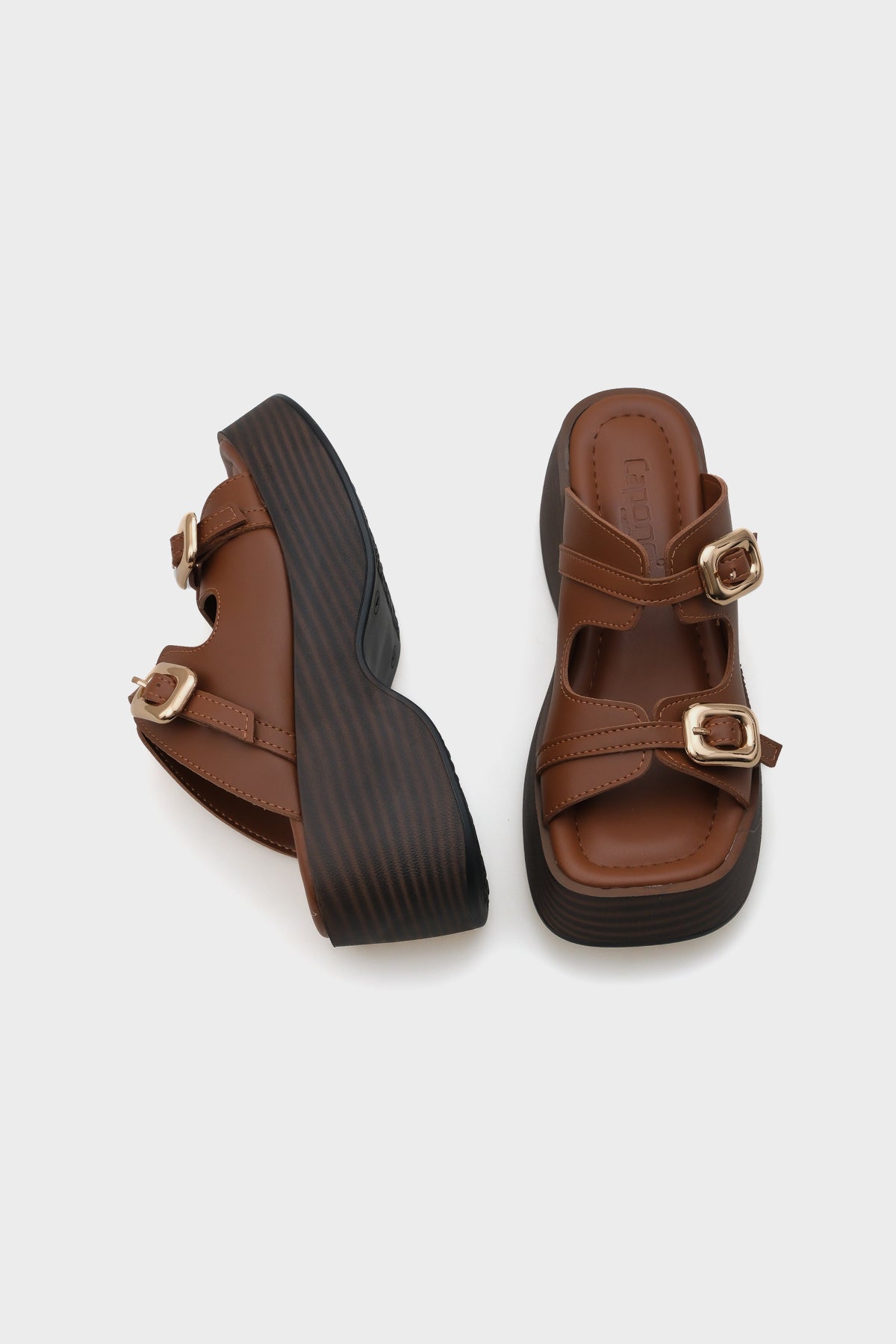 Masha Dolgu Topuklu Çift Tokalı Kadın Terlik