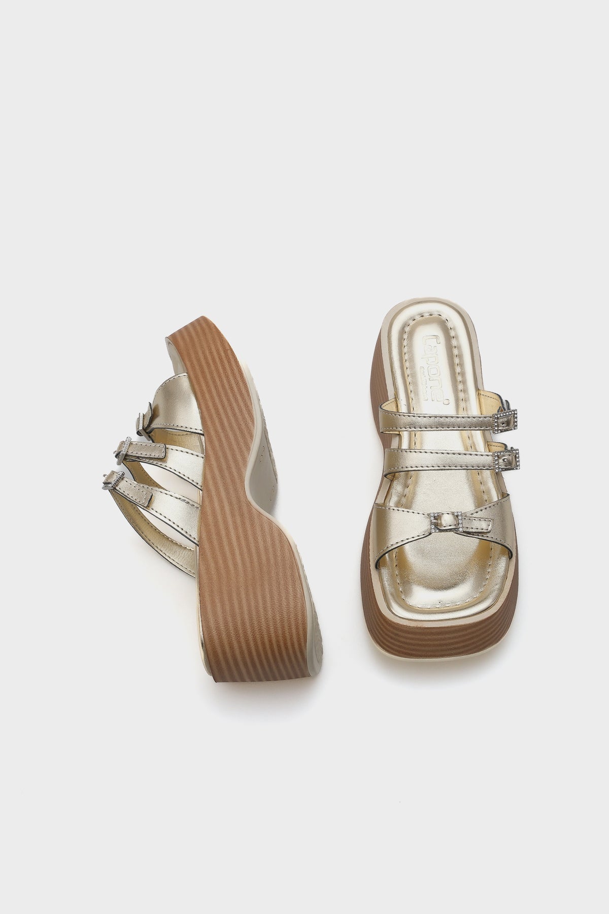 Matti Dolgu Topuklu Taşlı Tokalı Kadın Terlik