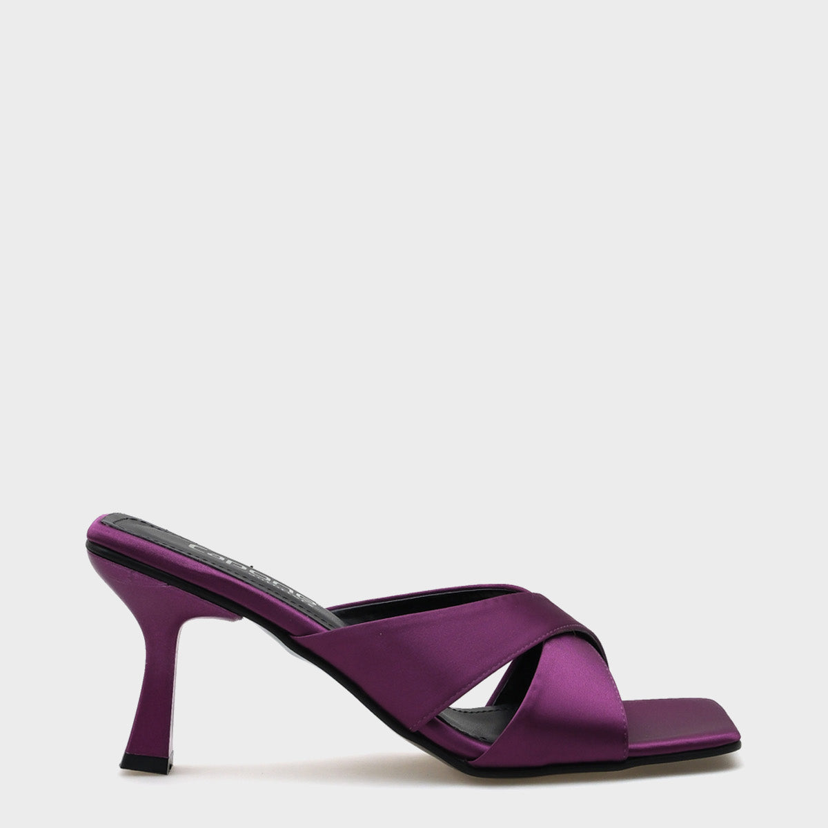 Mavis Küt Burunlu Çapraz Bantlı Kum Saati Topuklu Saten Kadın Terlik