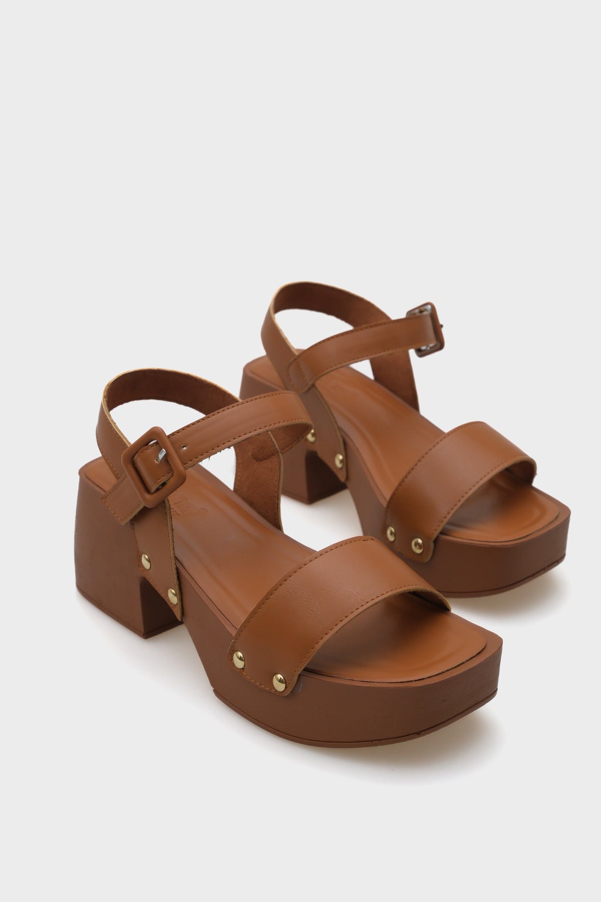 Dulce Küt Burunlu Tek Bant Platform Topuklu Kadın Sandalet