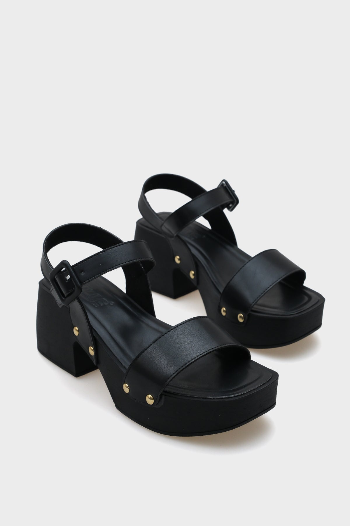 Dulce Küt Burunlu Tek Bant Platform Topuklu Kadın Sandalet