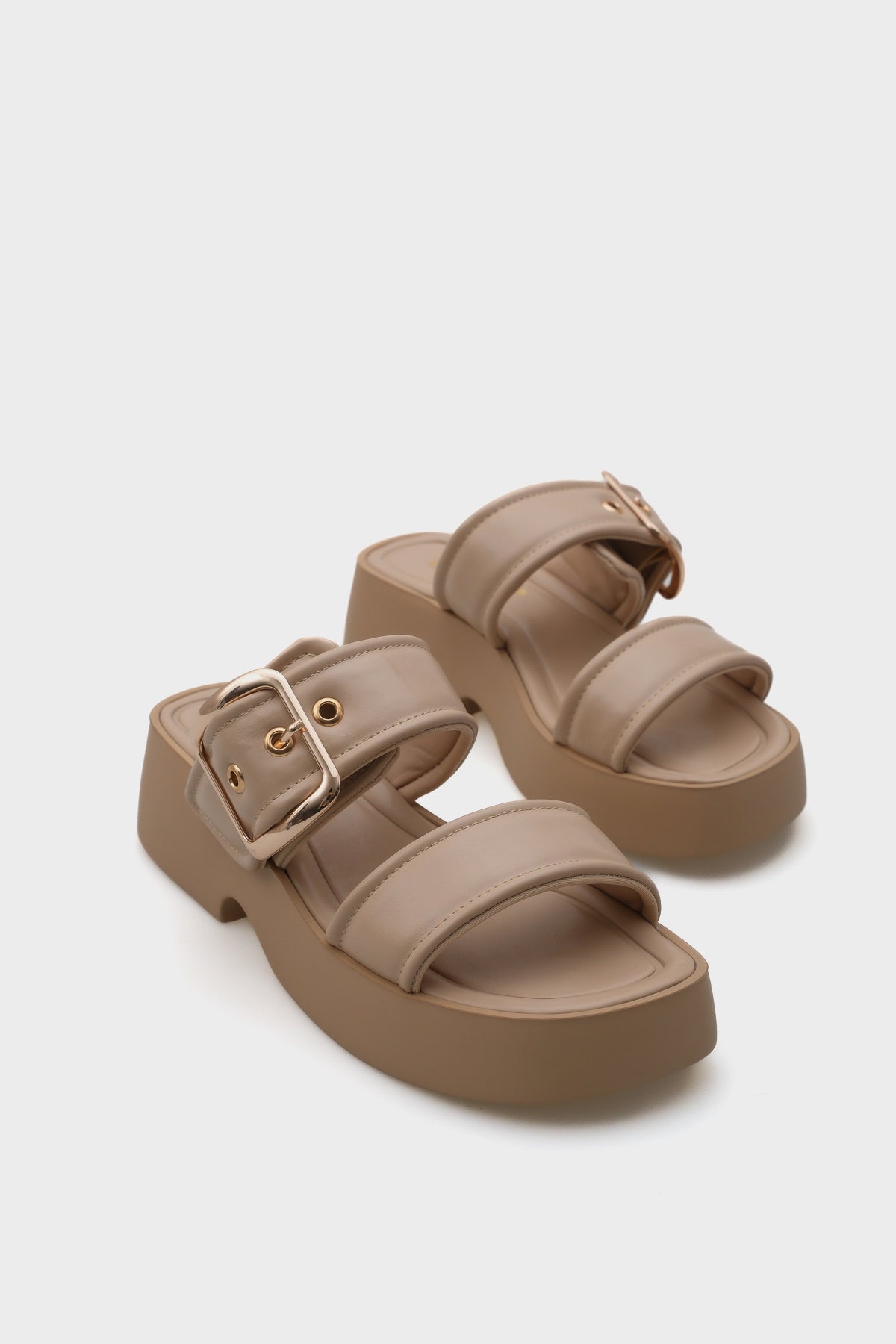 Merry Dolgu Topuklu Çift Bantlı Tokalı Kadın Konfor Terlik