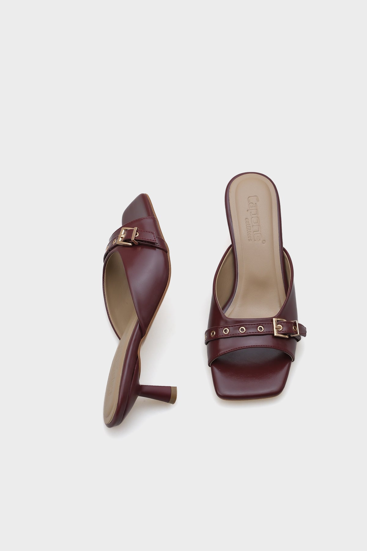 Millie Küt Burunlu Orta Topuklu Metal Tokalı Kadın Terlik