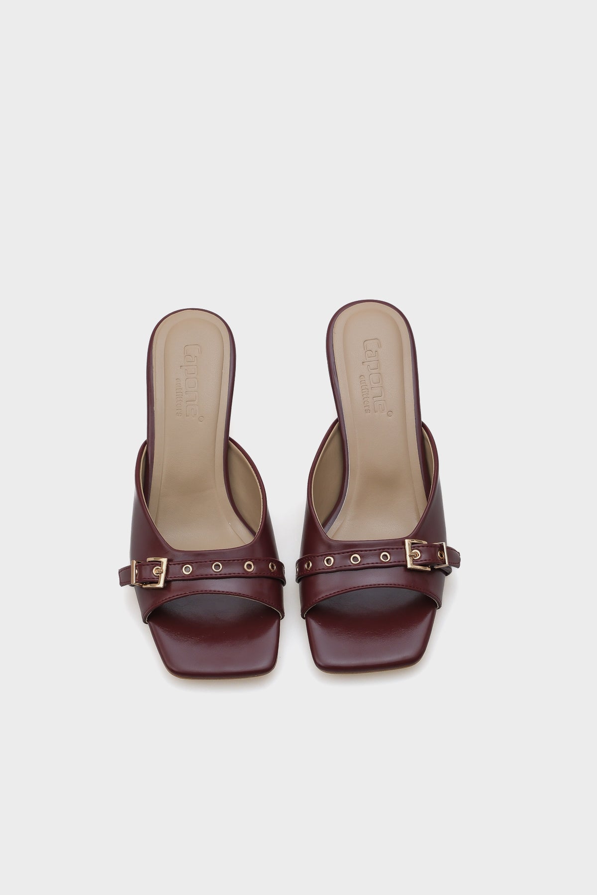 Millie Küt Burunlu Orta Topuklu Metal Tokalı Kadın Terlik