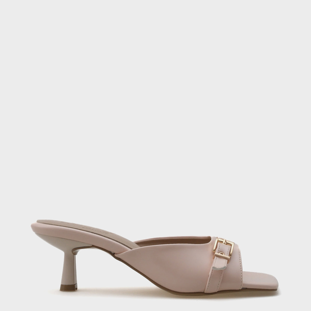 Millie Küt Burunlu Orta Topuklu Metal Tokalı Kadın Terlik