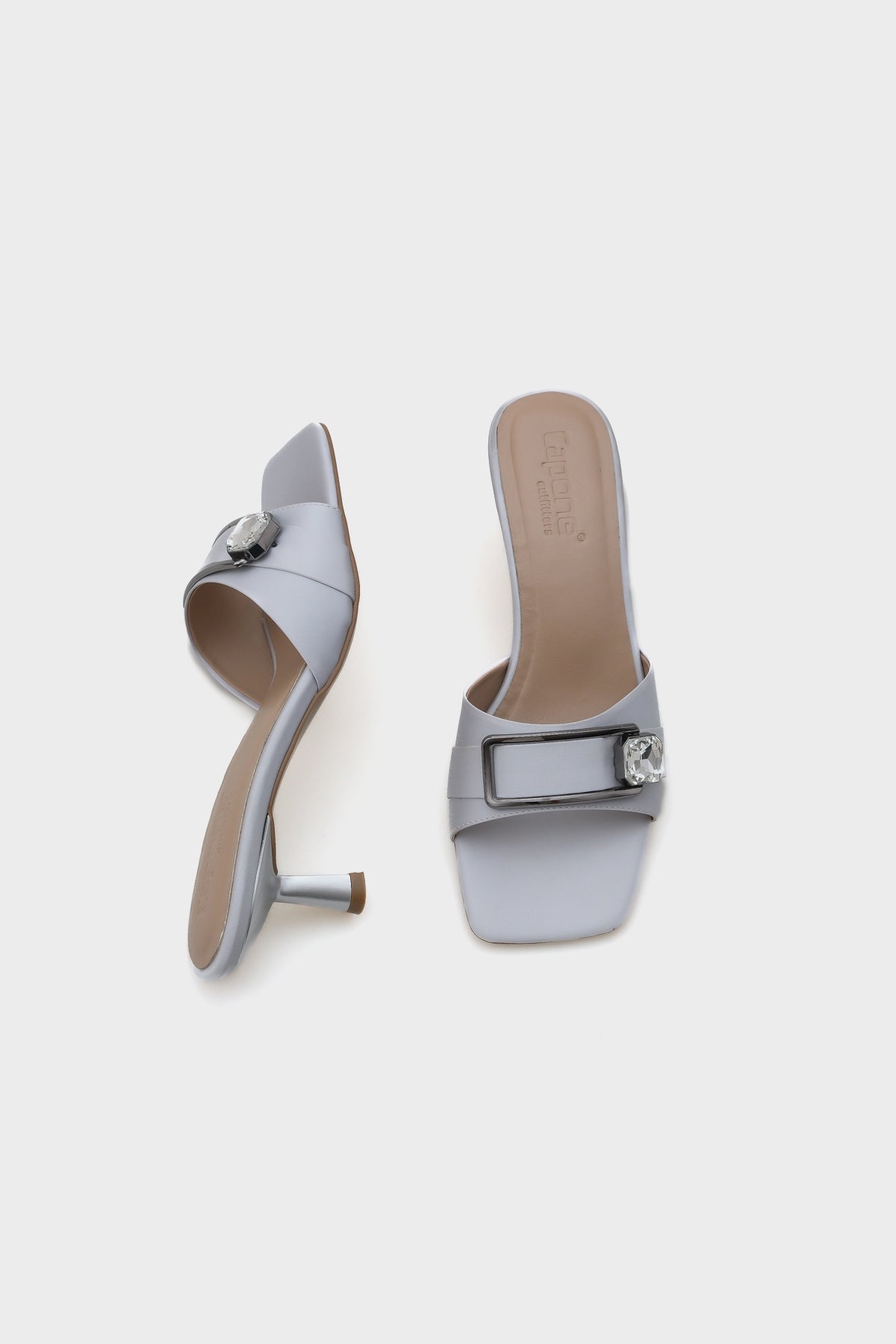 Mina Küt Burunlu Orta Topuklu Taşlı Tek Bantlı Kadın Terlik