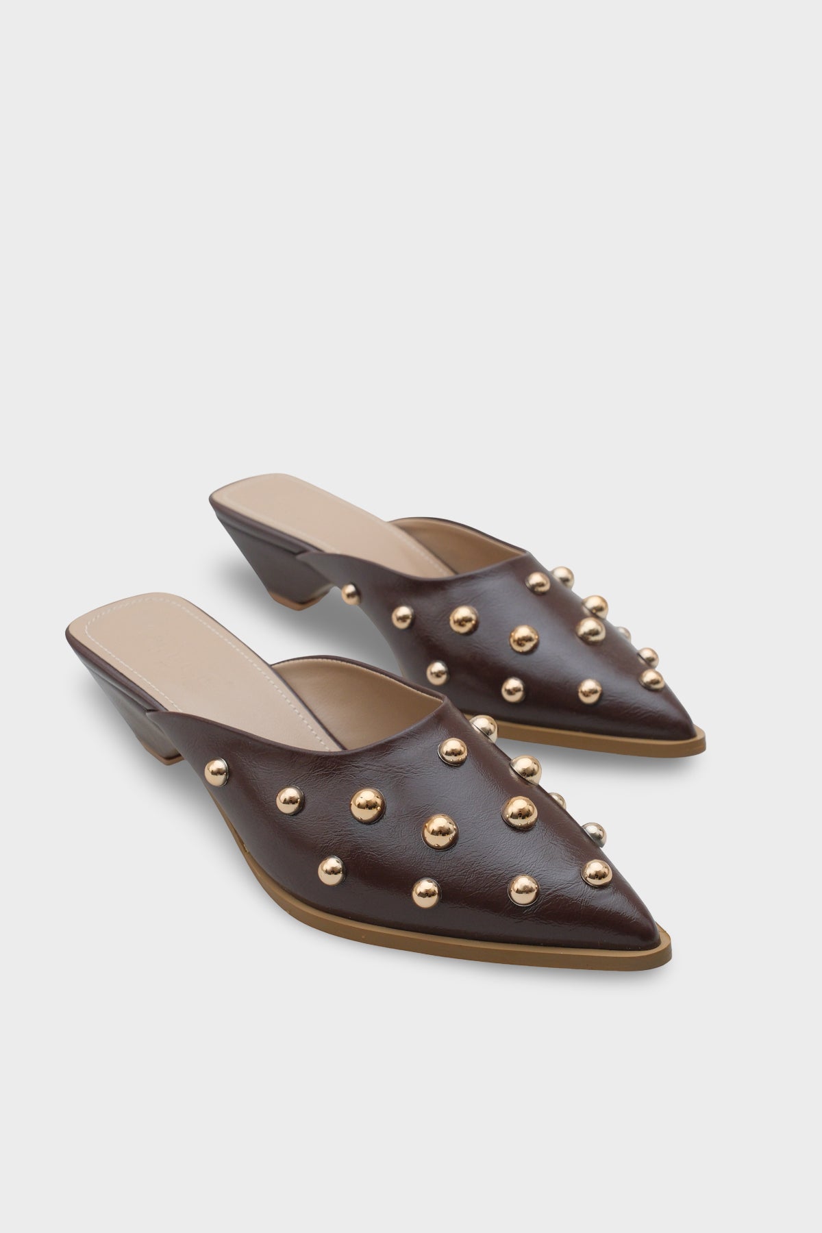 Meredith Sivri Burunlu Metal Aksesuarlı Burnu Kapalı Kadın Terlik