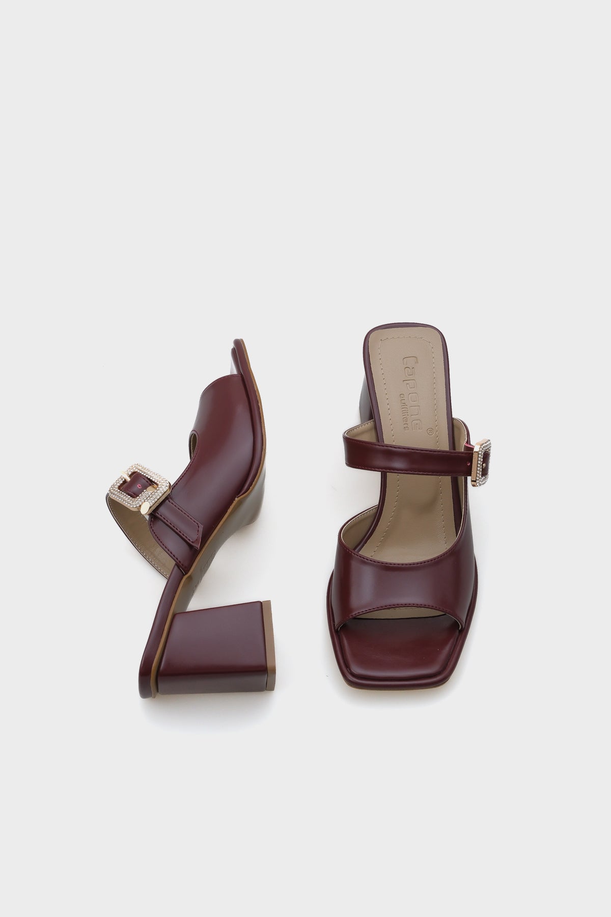 Monika Küt Burunlu Orta Topuklu Taşlı Tokalı Kadın Terlik