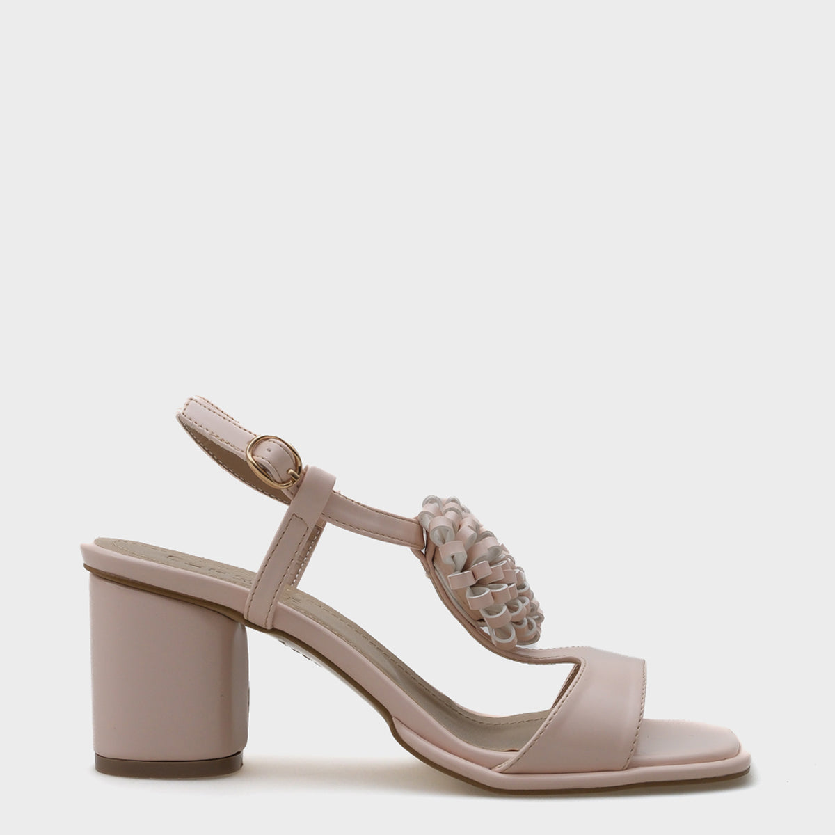 Morna Orta Topuklu Küt Burunlu Çiçekli Kadın Sandalet