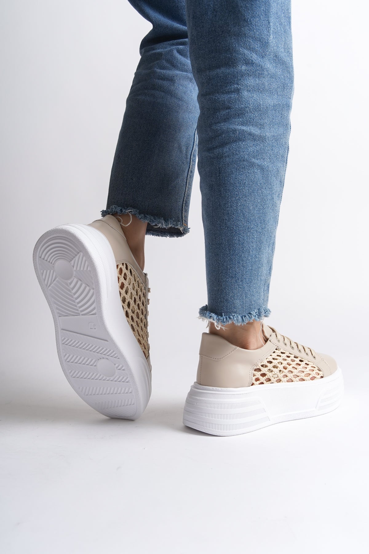 Fileli Hasır Kadın Sneaker Spor Ayakkabı