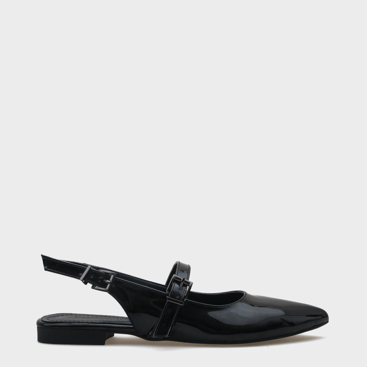 Anna Arkası Açık Bantlı Toka Detaylı Sivri Burunlu Kadın Babet