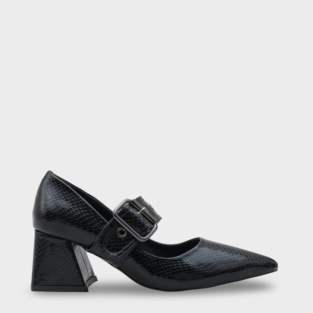 Catherin Sivri Burunlu Kalın Orta Topuklu Bantlı Kadın Ayakkabı