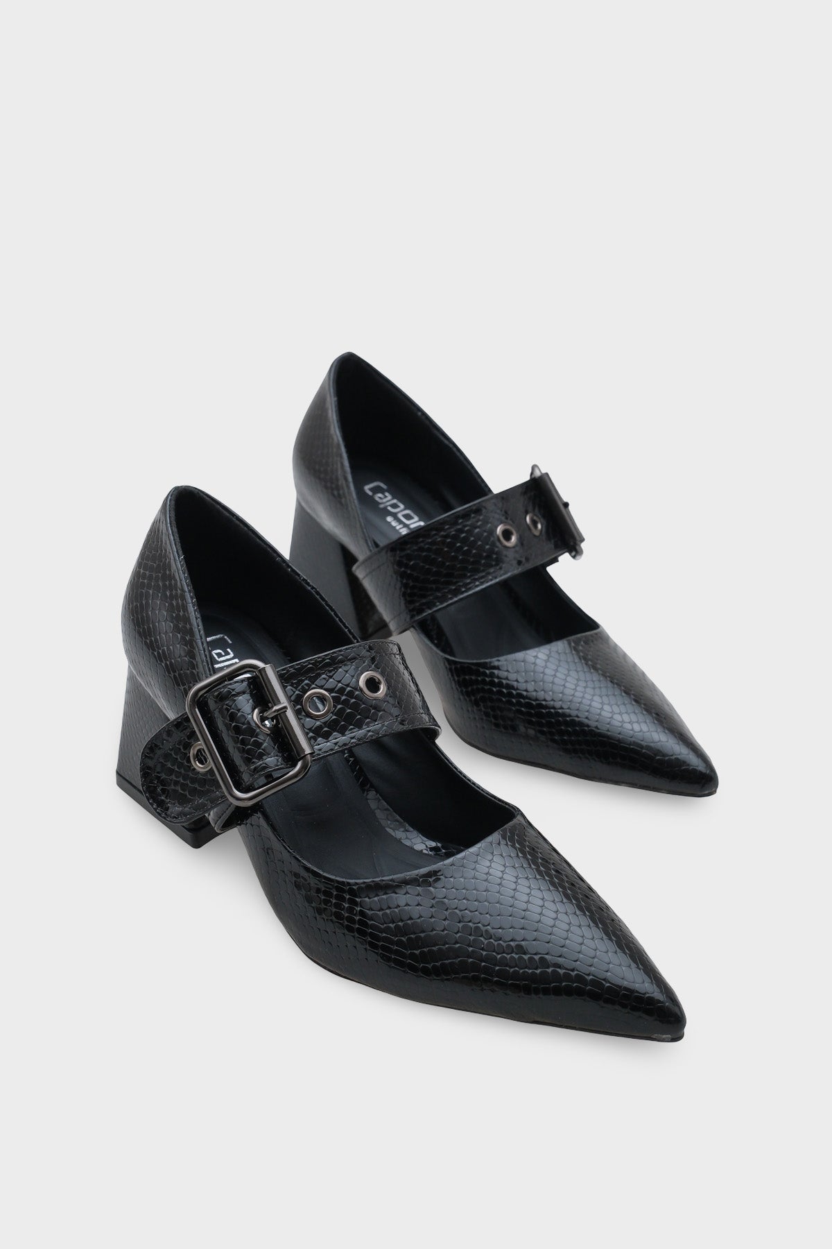 Catherin Sivri Burunlu Kalın Orta Topuklu Bantlı Kadın Ayakkabı