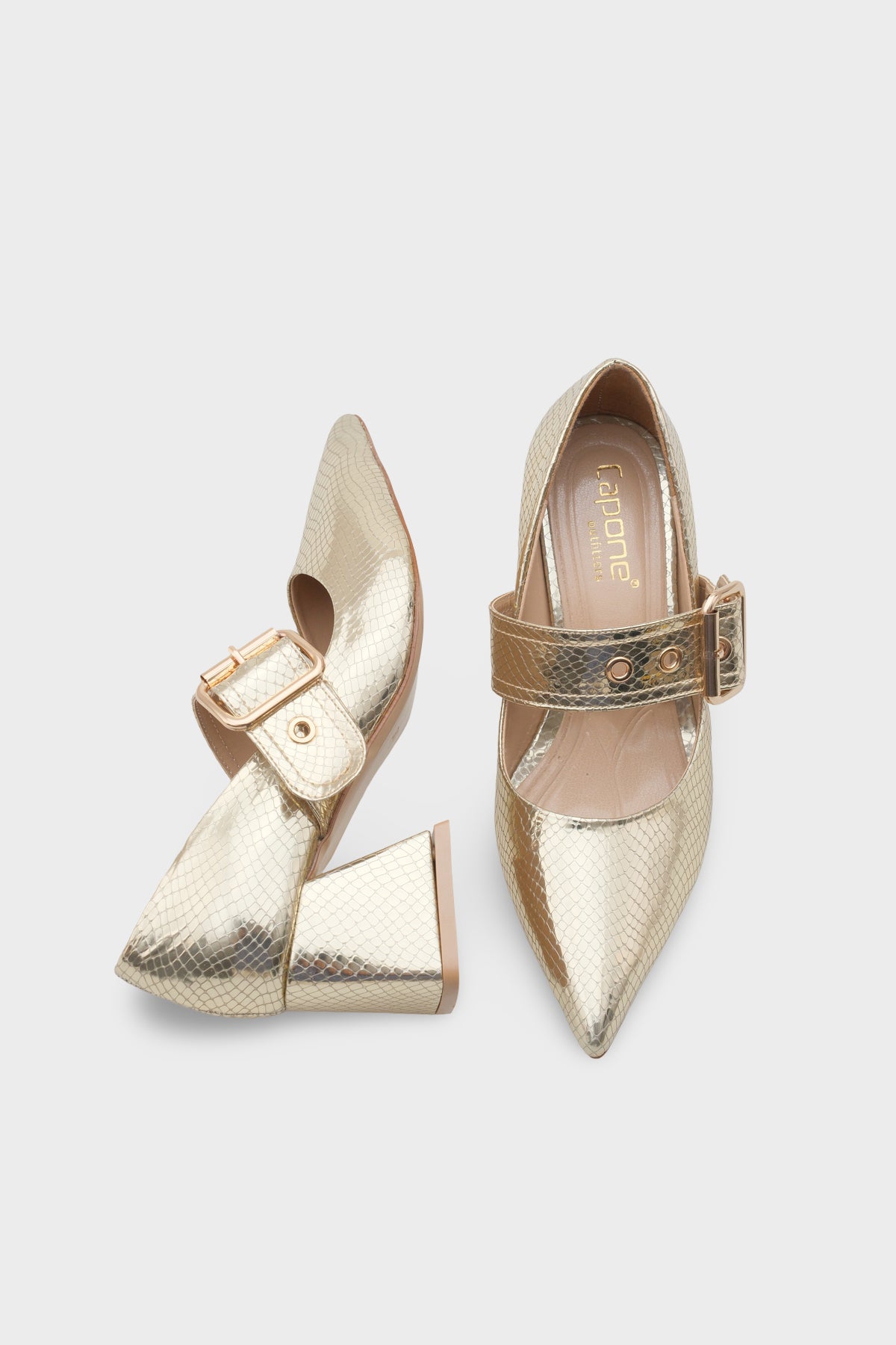 Catherin Sivri Burunlu Kalın Orta Topuklu Bantlı Kadın Ayakkabı