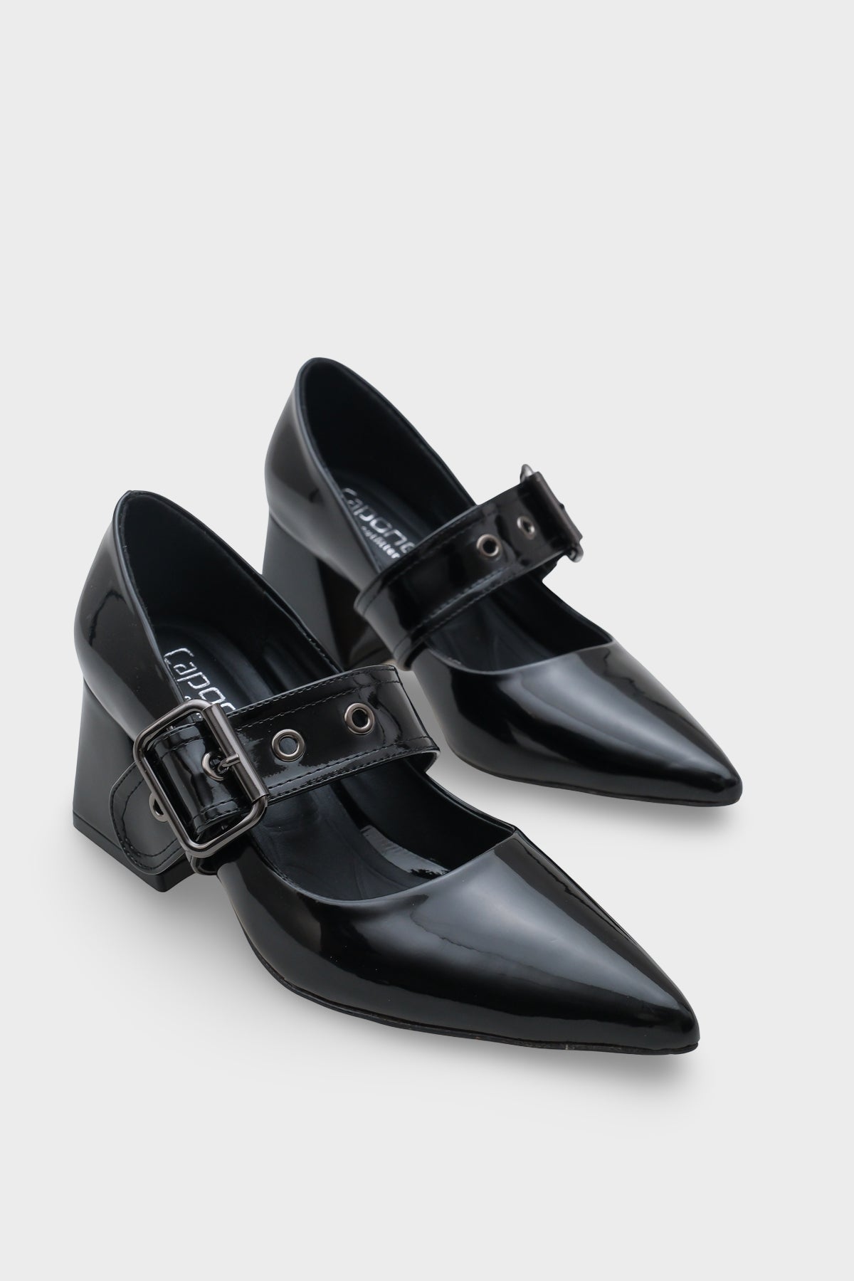 Catherin Sivri Burunlu Kalın Orta Topuklu Bantlı Kadın Ayakkabı